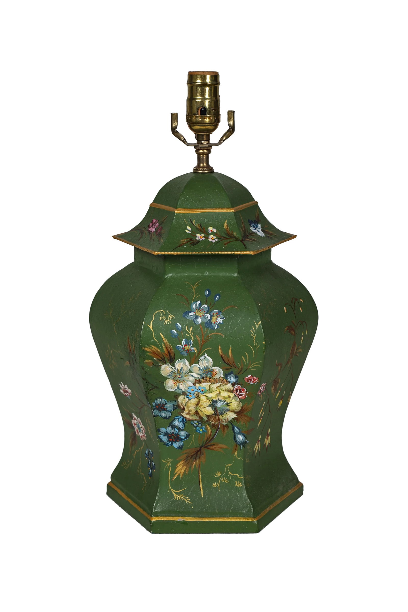 Vintage Hand-Painted Tole Temple Jar Table Lamp - 9