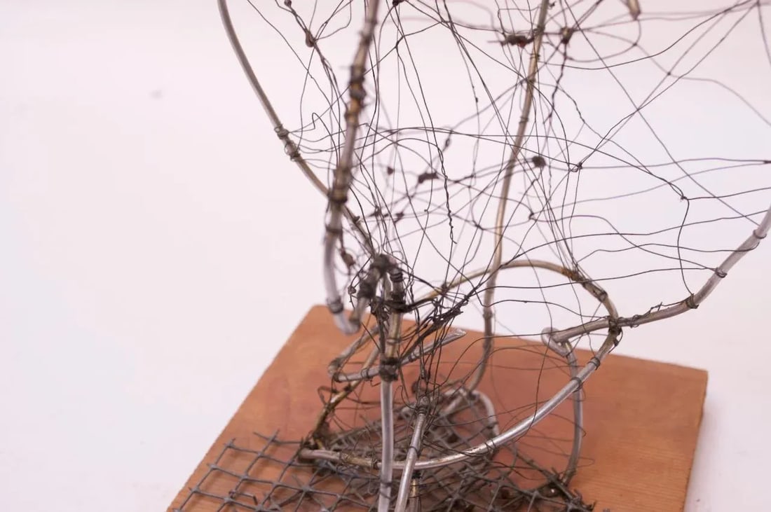 Joyce Blum Mounted Wire Native American "Face" Sculpture - 11