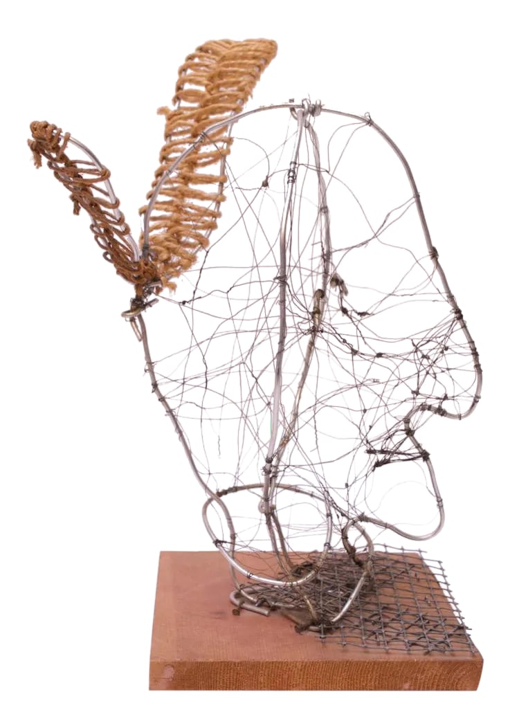 Joyce Blum Mounted Wire Native American "Face" Sculpture (1 of 12)