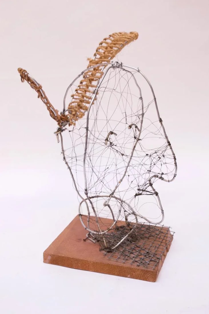 Joyce Blum Mounted Wire Native American "Face" Sculpture - 2