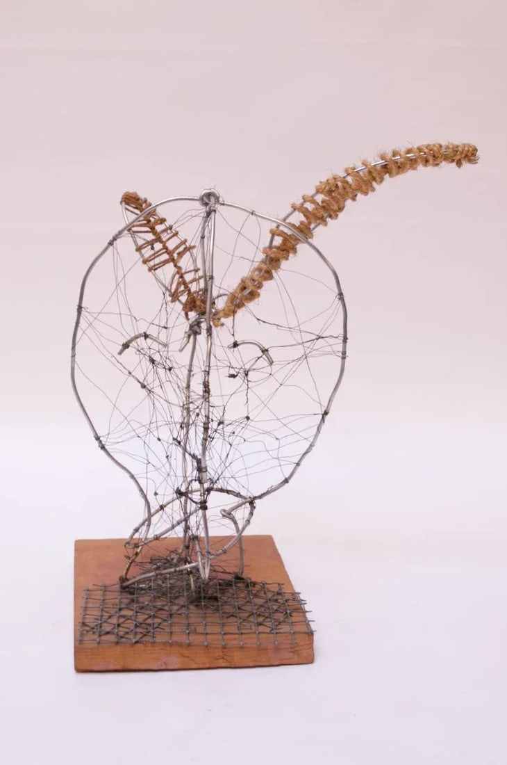 Joyce Blum Mounted Wire Native American "Face" Sculpture - 3