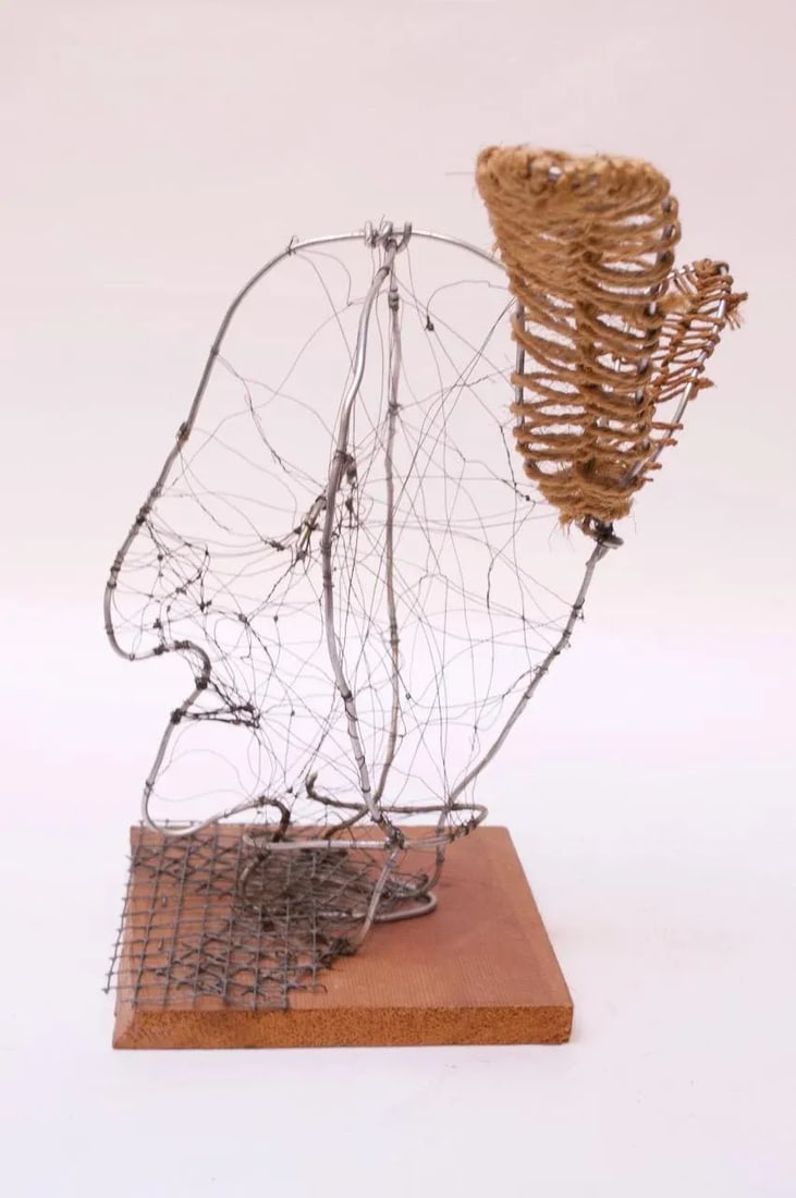 Joyce Blum Mounted Wire Native American "Face" Sculpture - 4