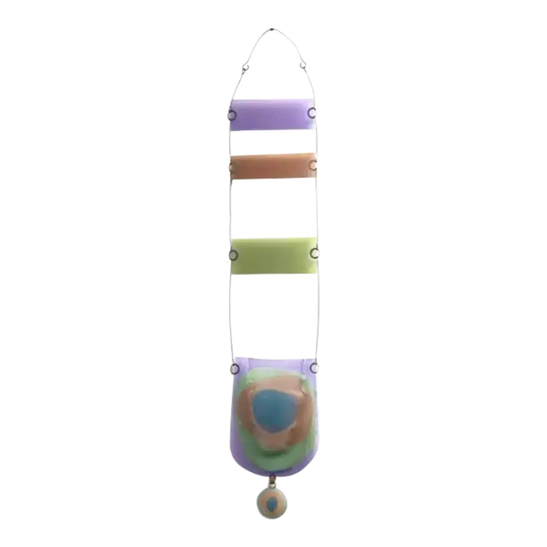 Vintage Higgins Studio Fused Art Glass Modern Hanging Planter or Wall Pocket, Signed - 4