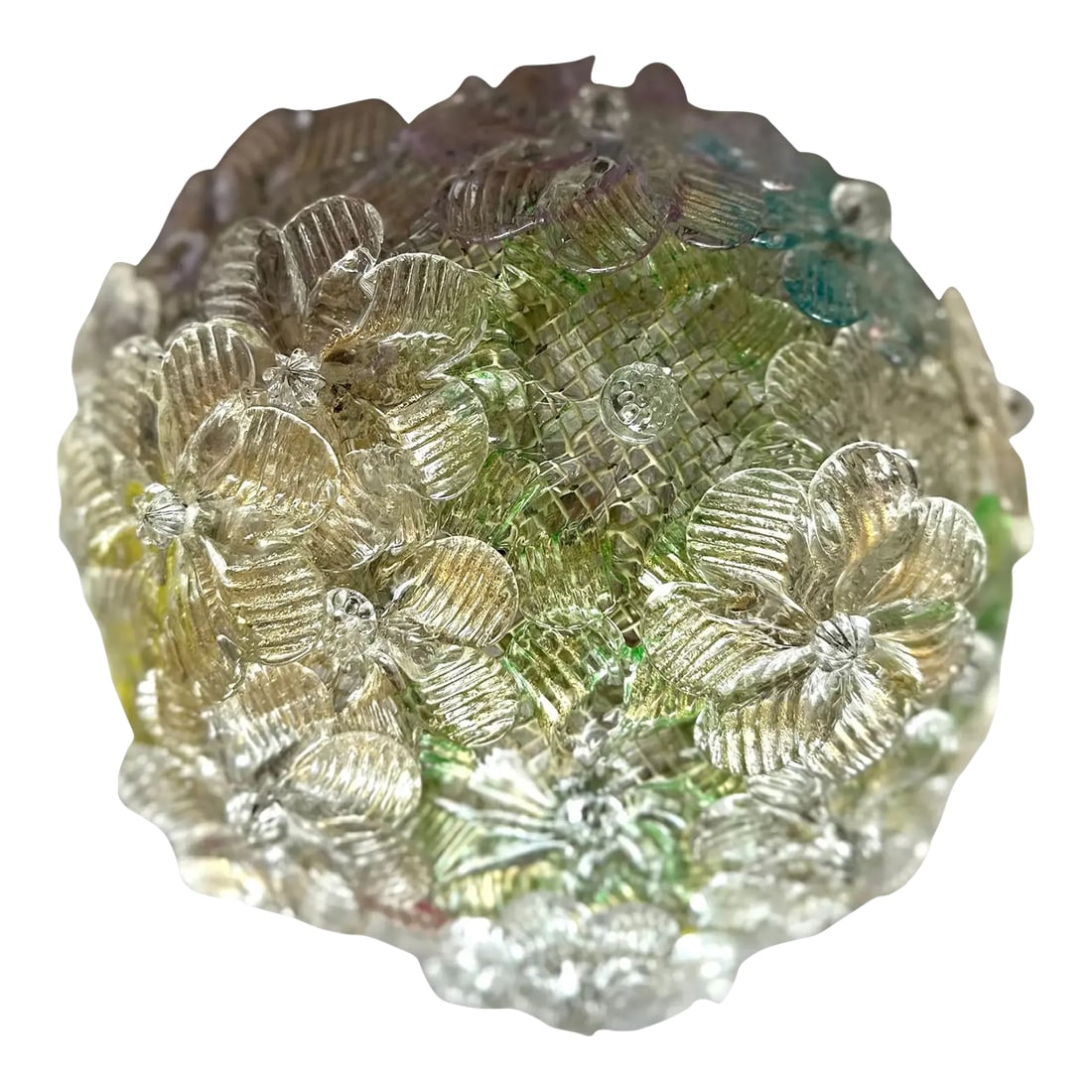Midcentury Murano Barovier & Toso Flowers Flush Light Fixture, Ceiling, 1950s (1 of 3)