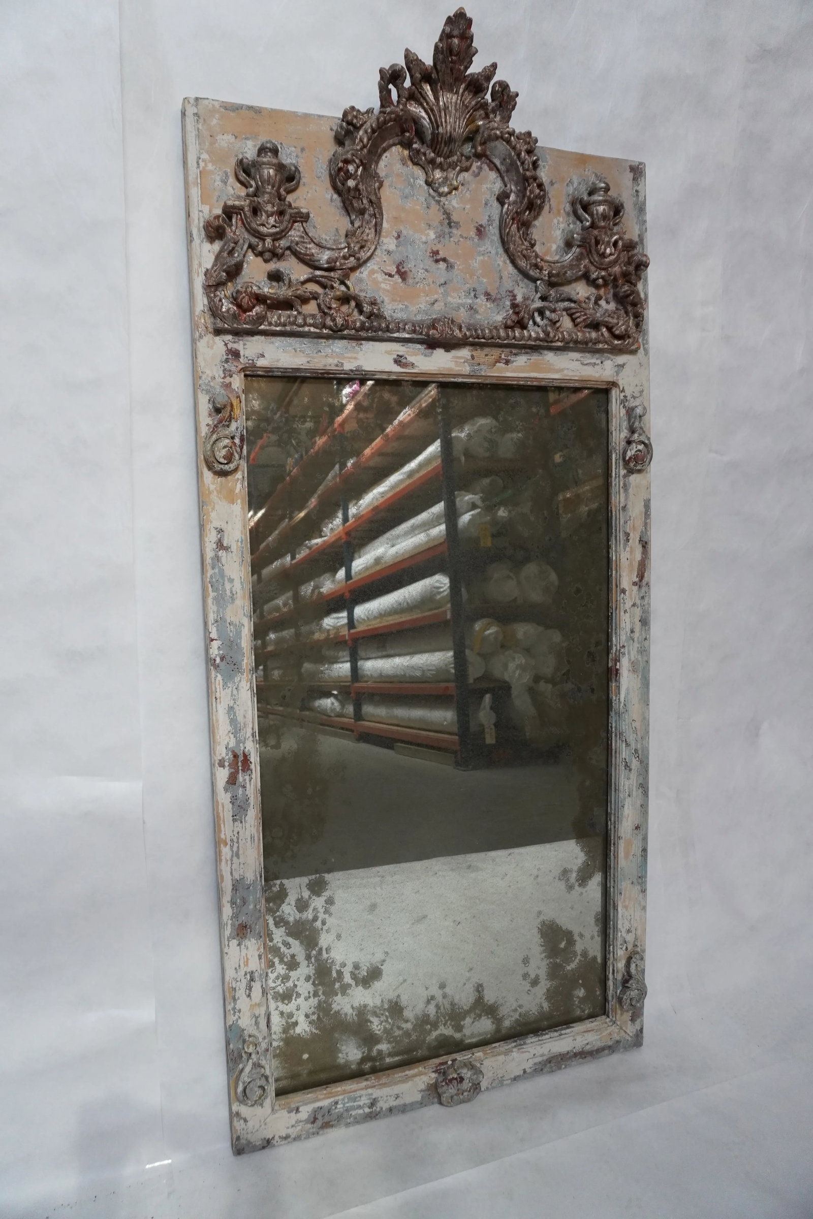 French Painted and Parcel Gilt Mirror - 4