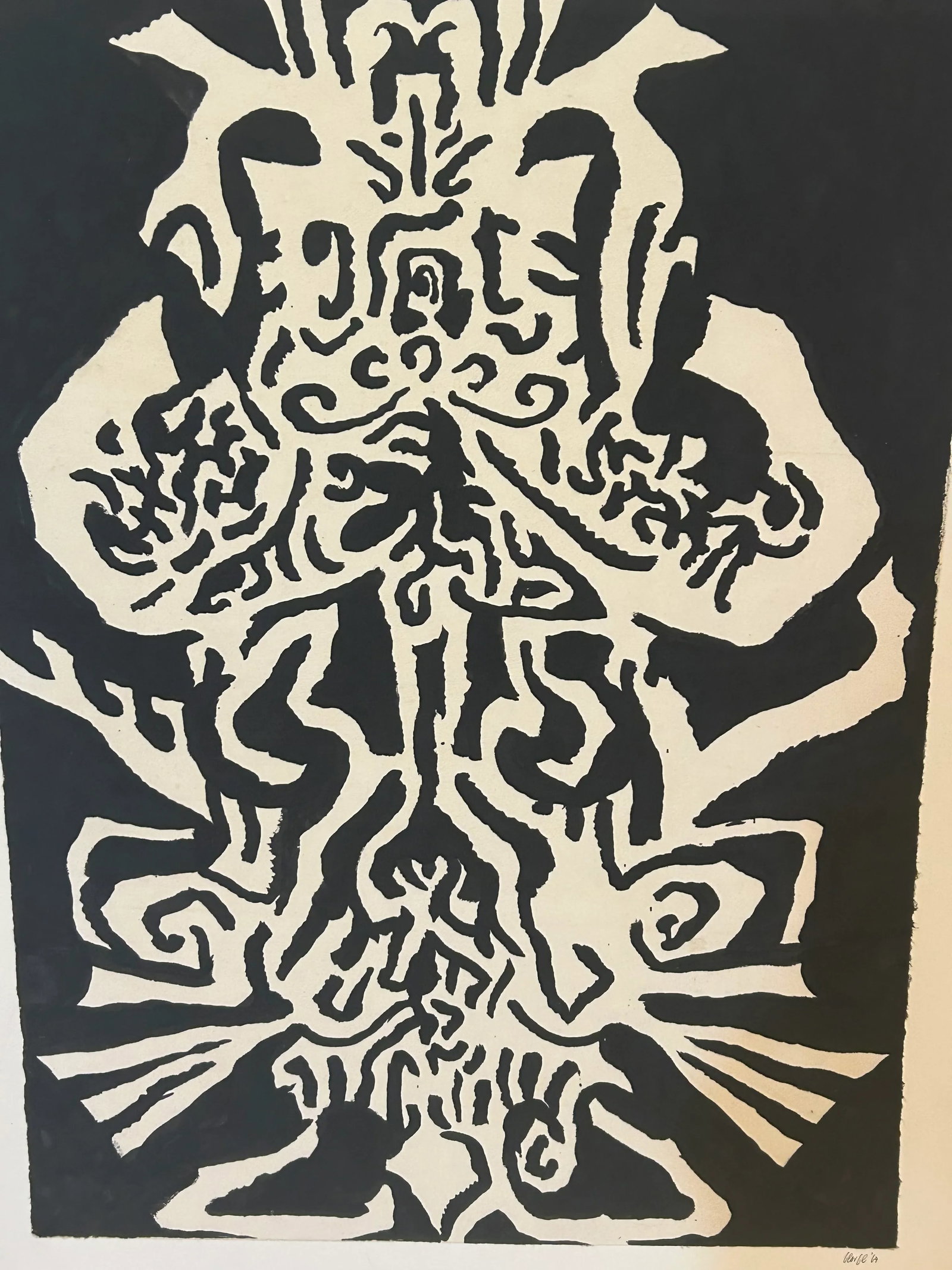 Black and White Painting on Paper by Thomas George - 2
