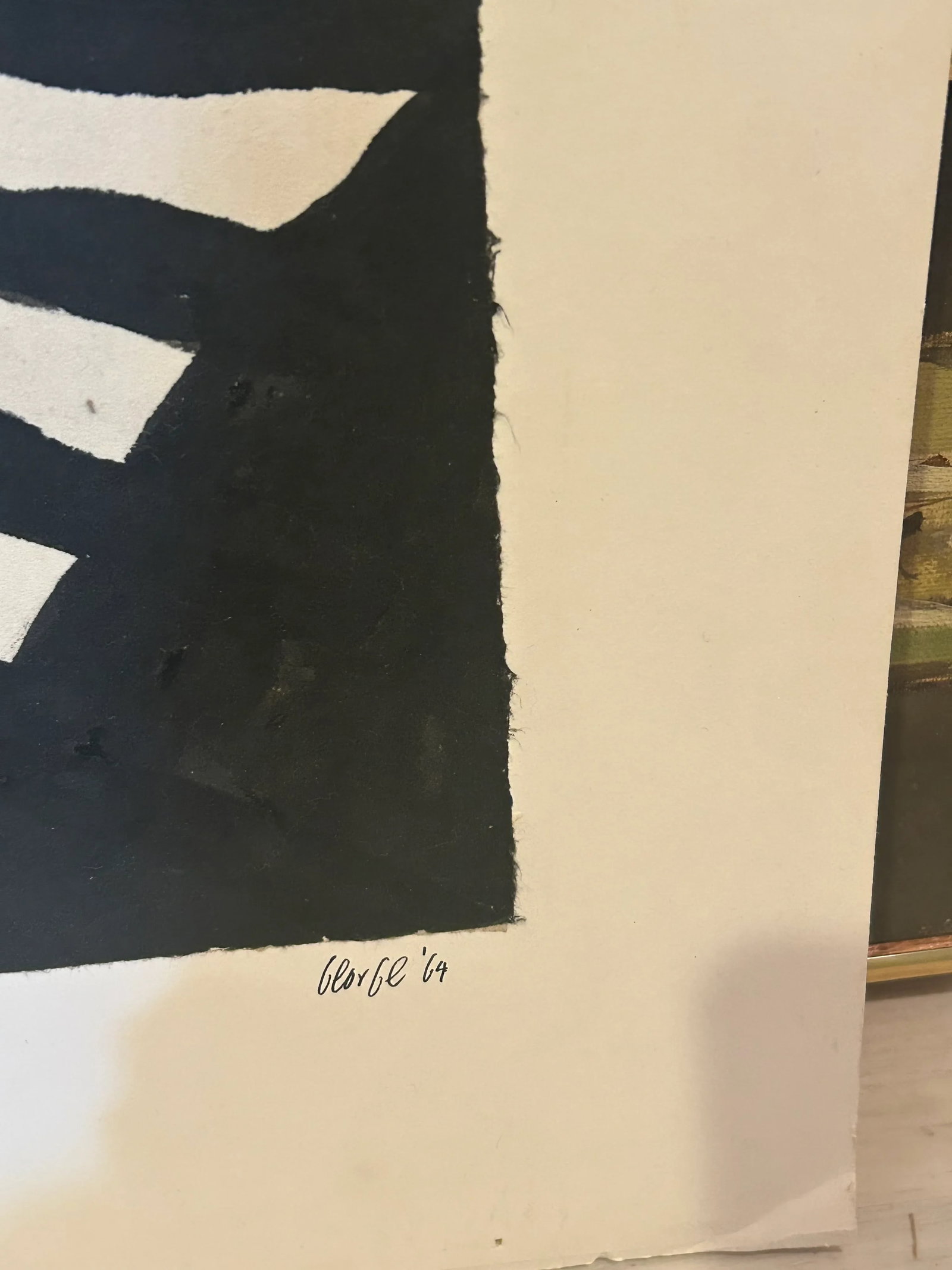 Black and White Painting on Paper by Thomas George - 5