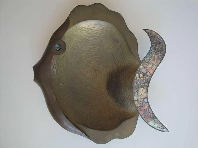 Los Castillo Abalone Shell and Brass Fish Platter - 2