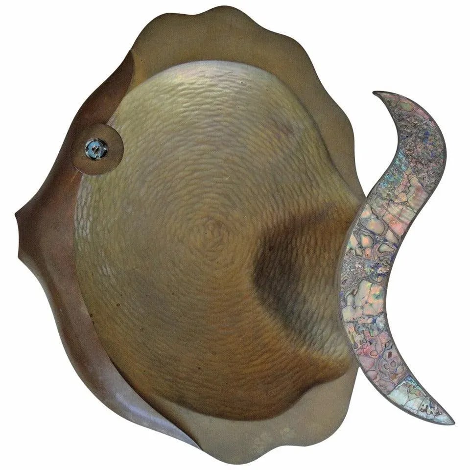 Los Castillo Abalone Shell and Brass Fish Platter - 6