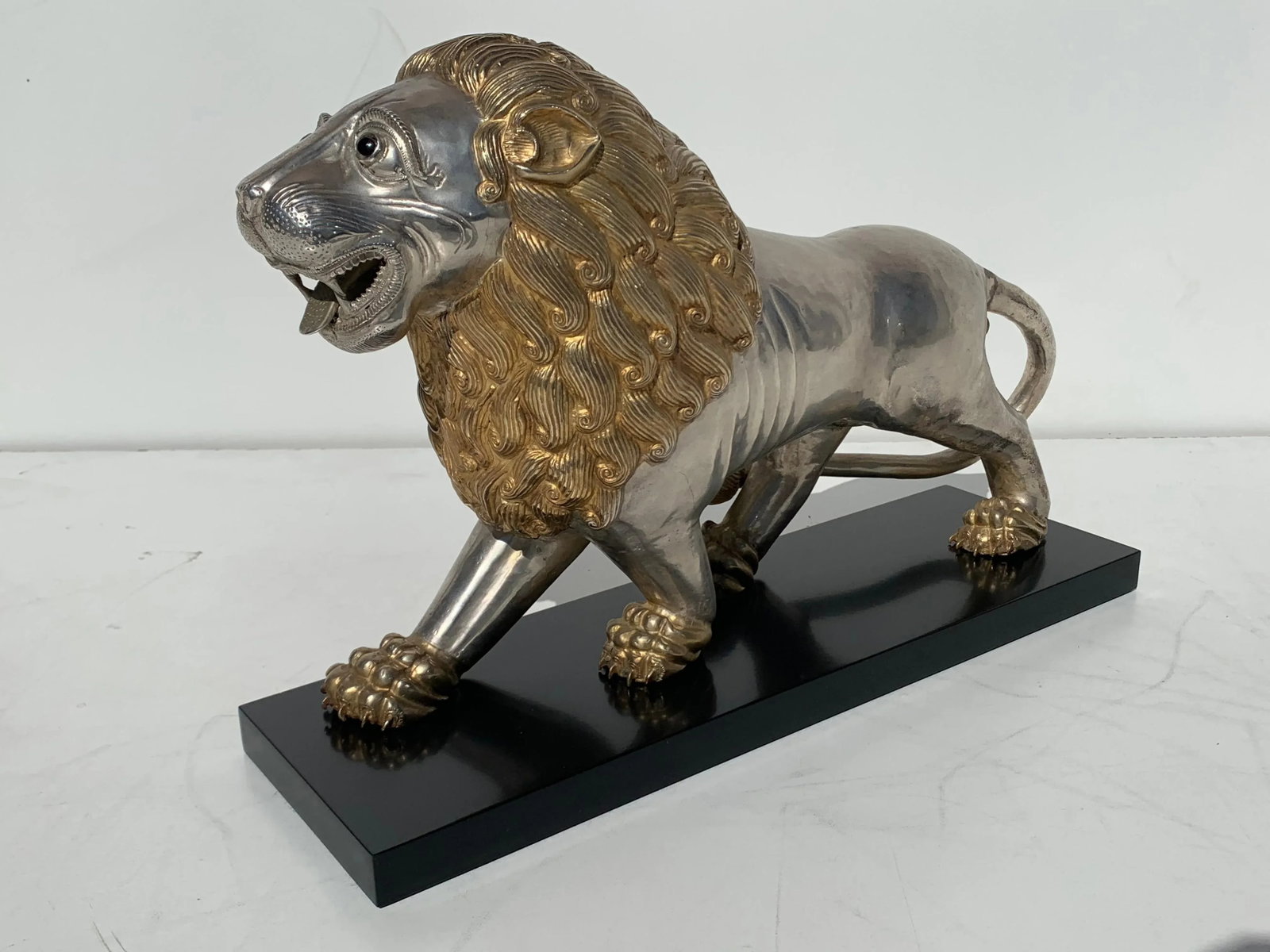 Silvered Brass Lion Sculptures Bookends - a Pair - 7