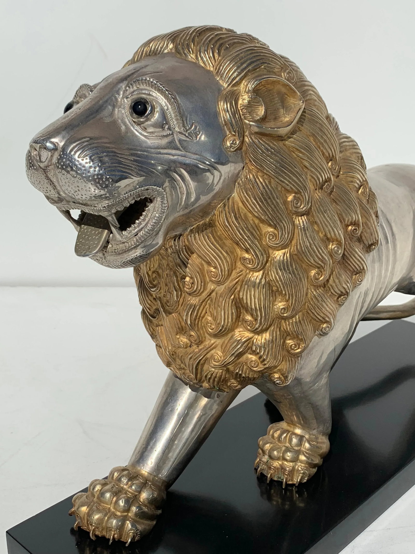 Silvered Brass Lion Sculptures Bookends - a Pair - 8