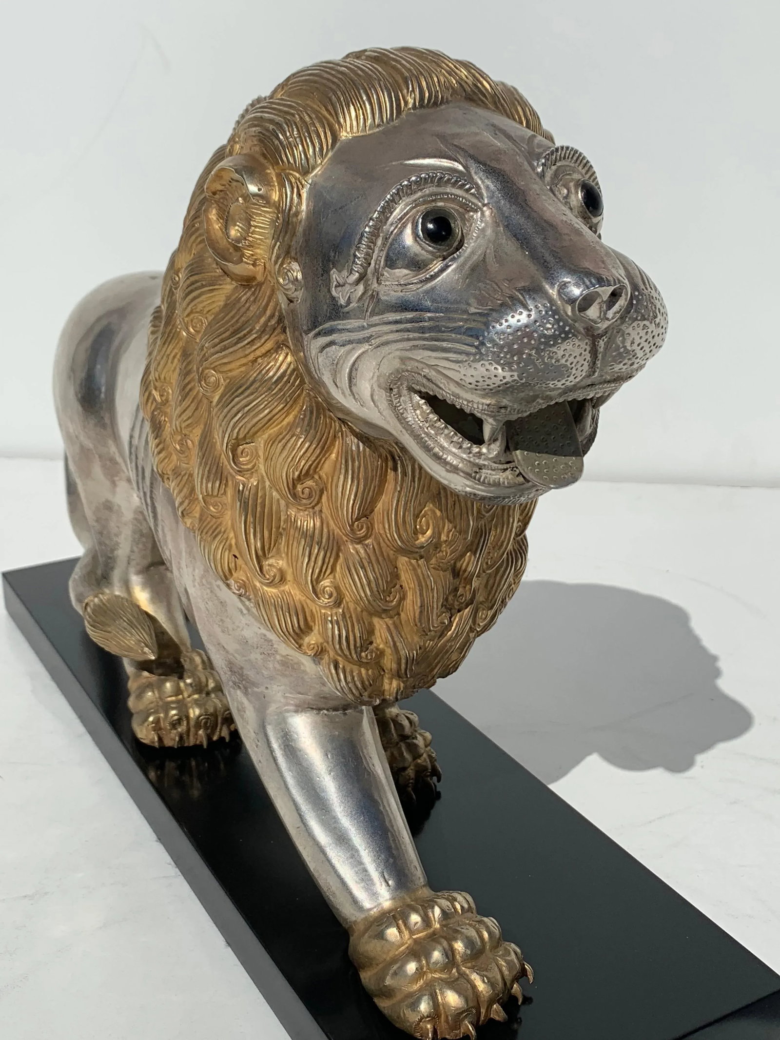 Silvered Brass Lion Sculptures Bookends - a Pair - 9