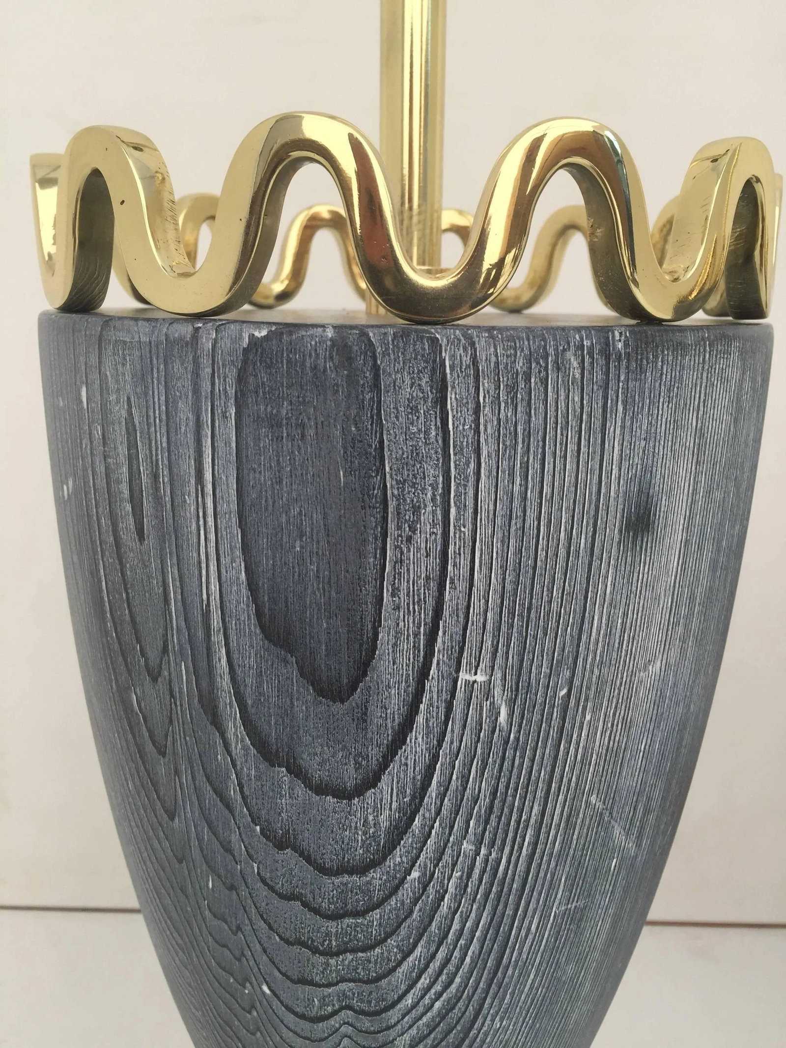 James Mont Cerused Redwood and Brass Lamps - a Pair - 5
