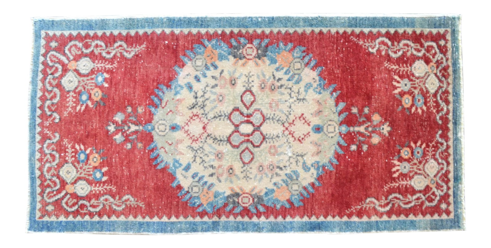 Distressed Area Rug Hand Knotted Colorful Oushak Medallion Rug - 2'5'' X 4'9'' (1 of 12)