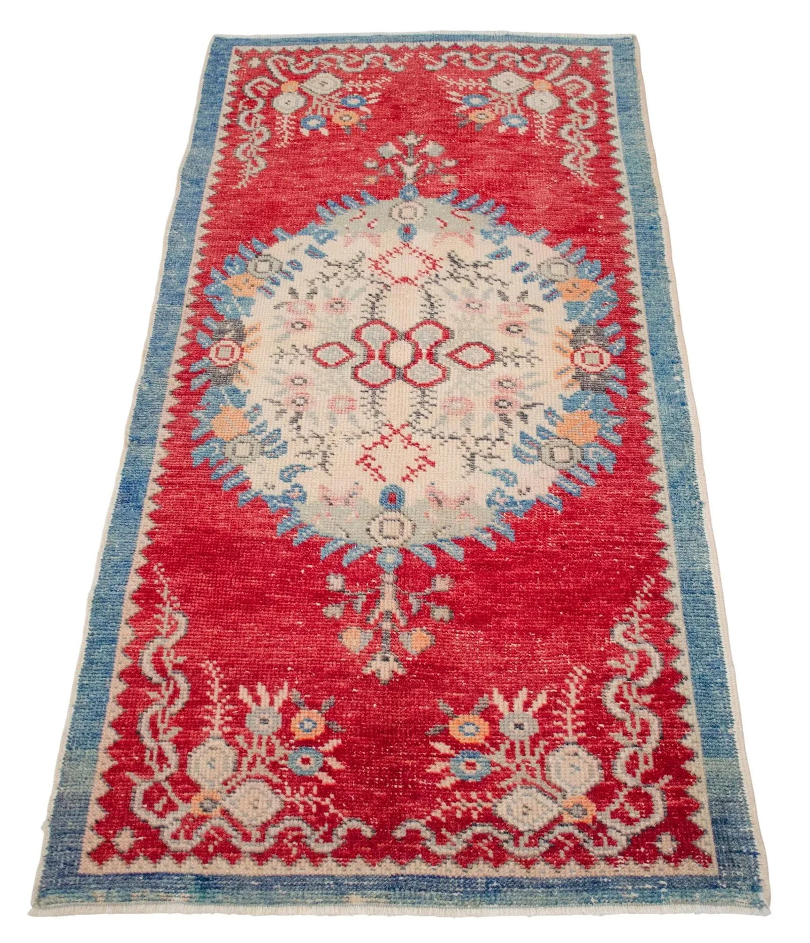 Distressed Area Rug Hand Knotted Colorful Oushak Medallion Rug - 2'5'' X 4'9'' - 4