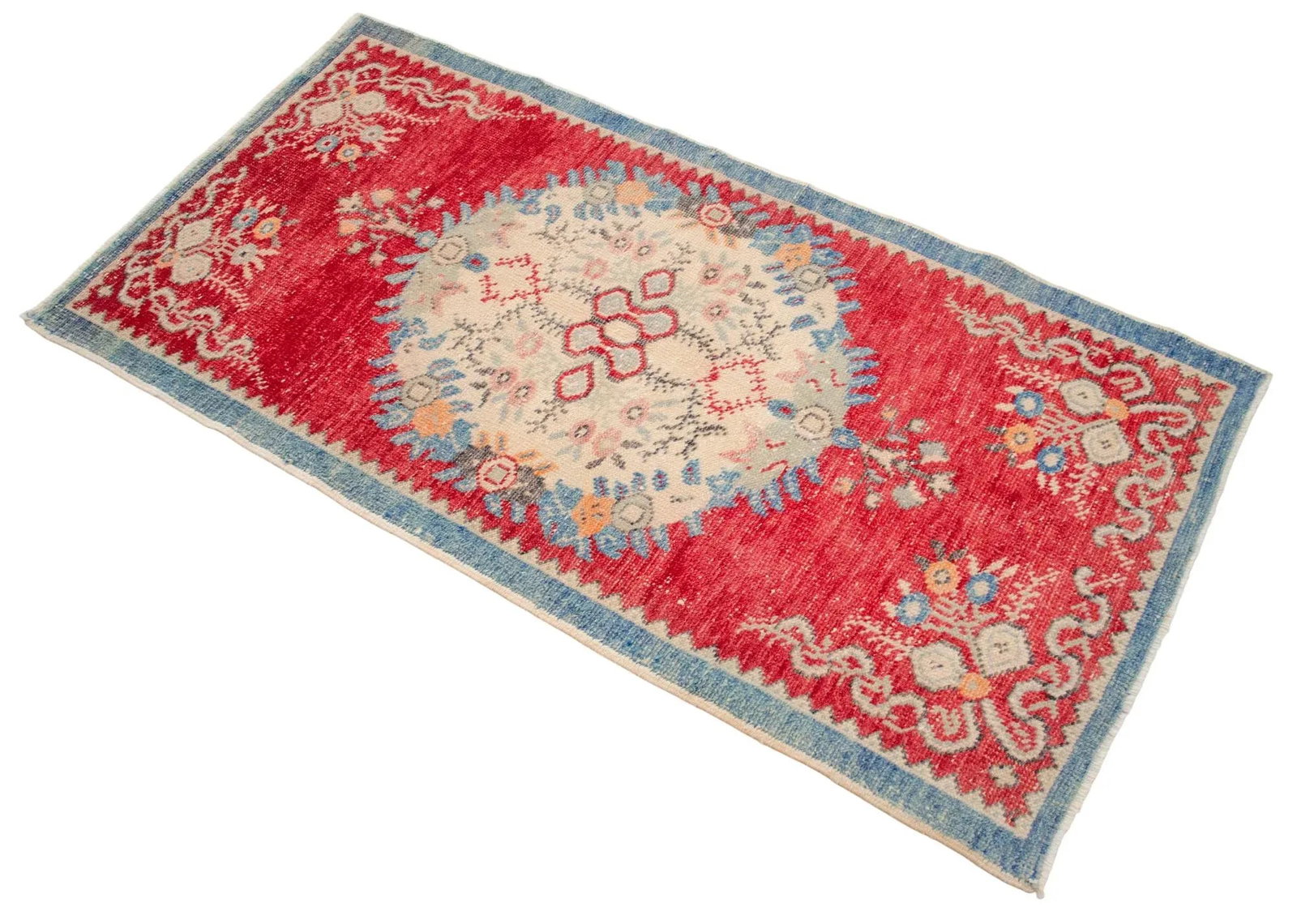 Distressed Area Rug Hand Knotted Colorful Oushak Medallion Rug - 2'5'' X 4'9'' - 5
