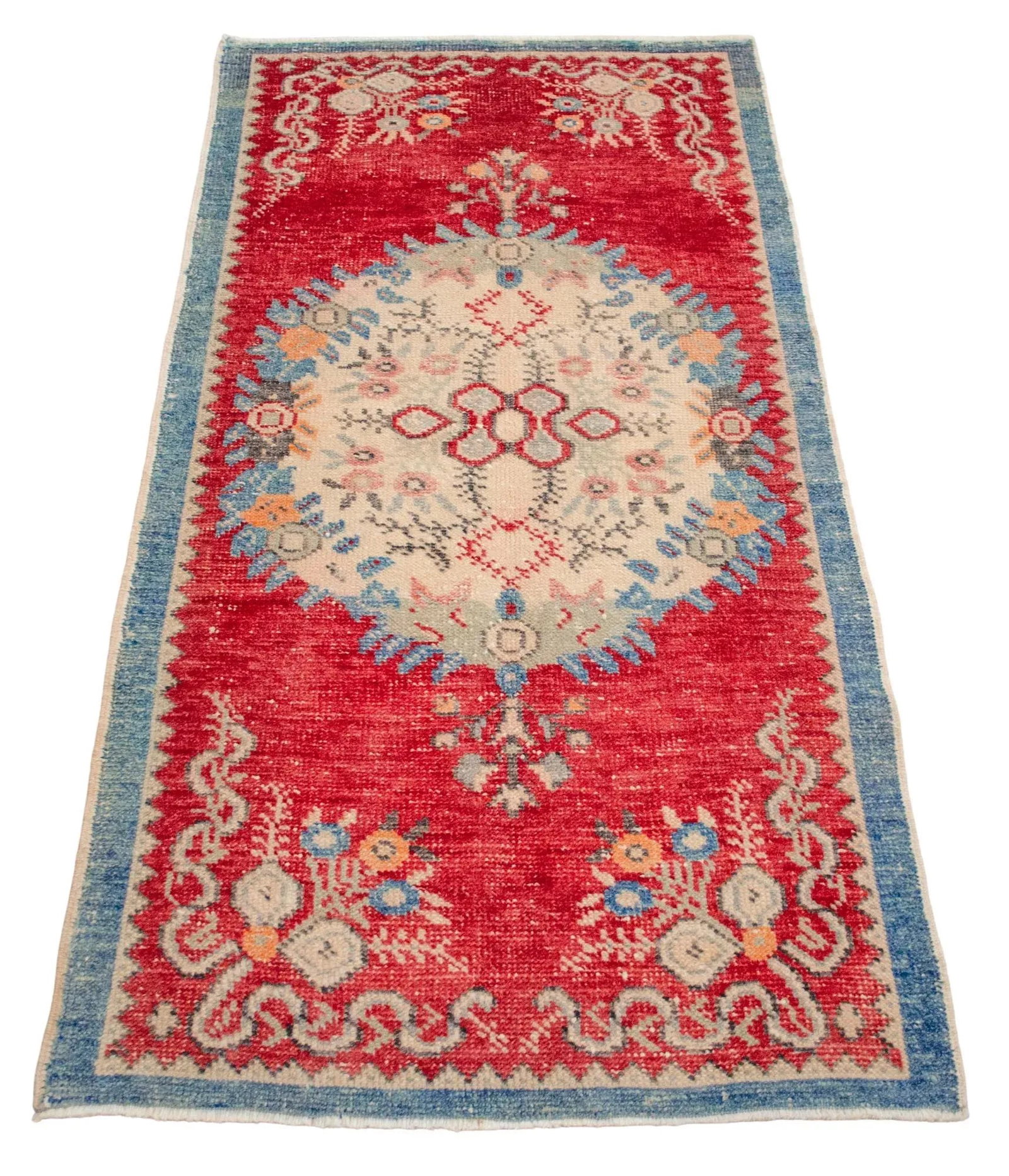 Distressed Area Rug Hand Knotted Colorful Oushak Medallion Rug - 2'5'' X 4'9'' - 6