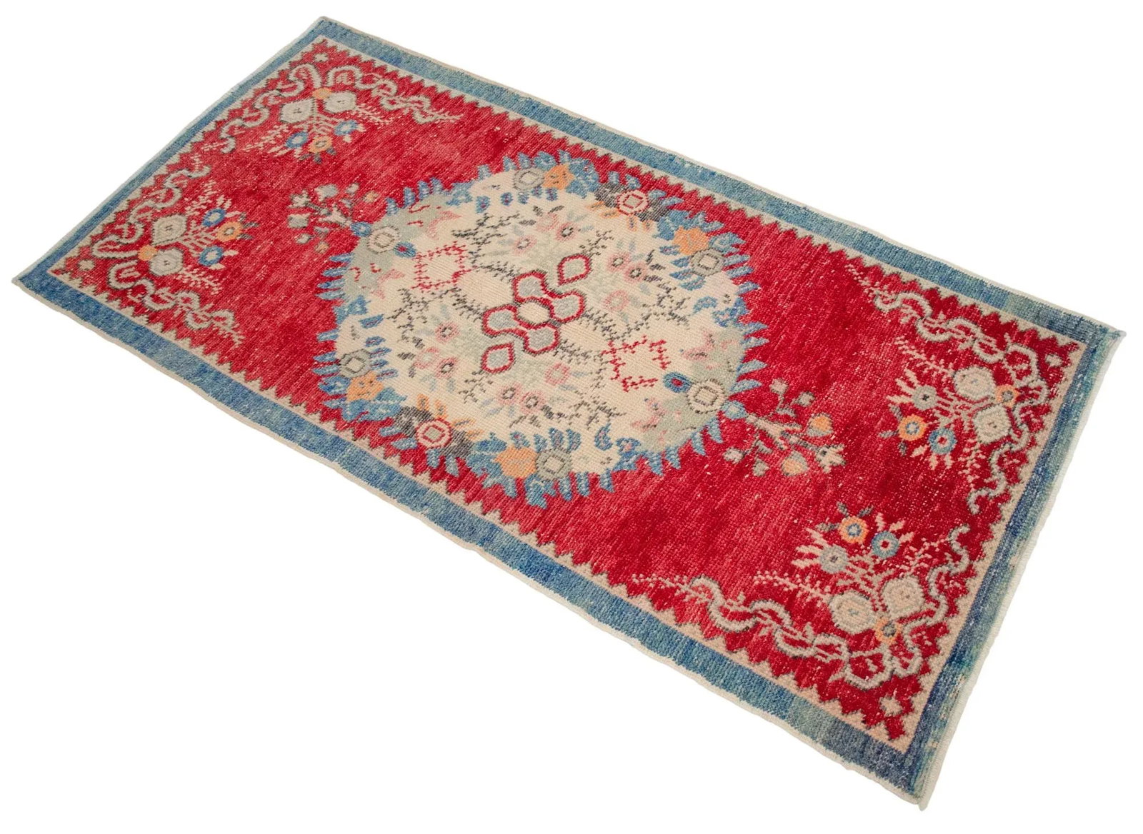 Distressed Area Rug Hand Knotted Colorful Oushak Medallion Rug - 2'5'' X 4'9'' - 7