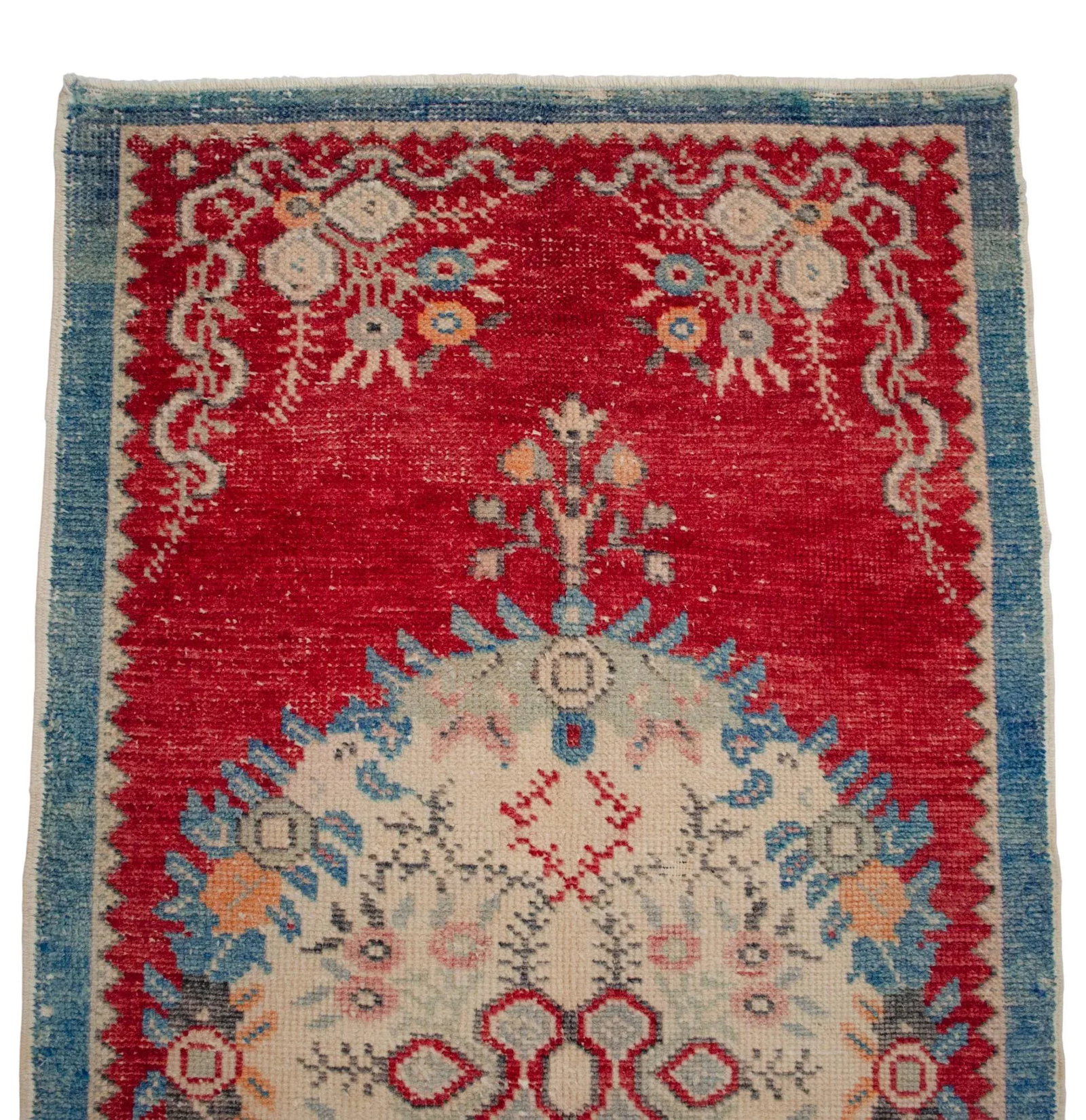 Distressed Area Rug Hand Knotted Colorful Oushak Medallion Rug - 2'5'' X 4'9'' - 9