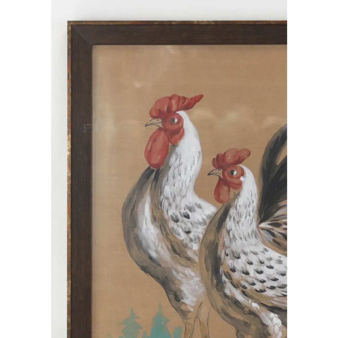 Vintage Watercolor Hand-Painted Gorgeous Portrait of a Chicken Couple, - 3