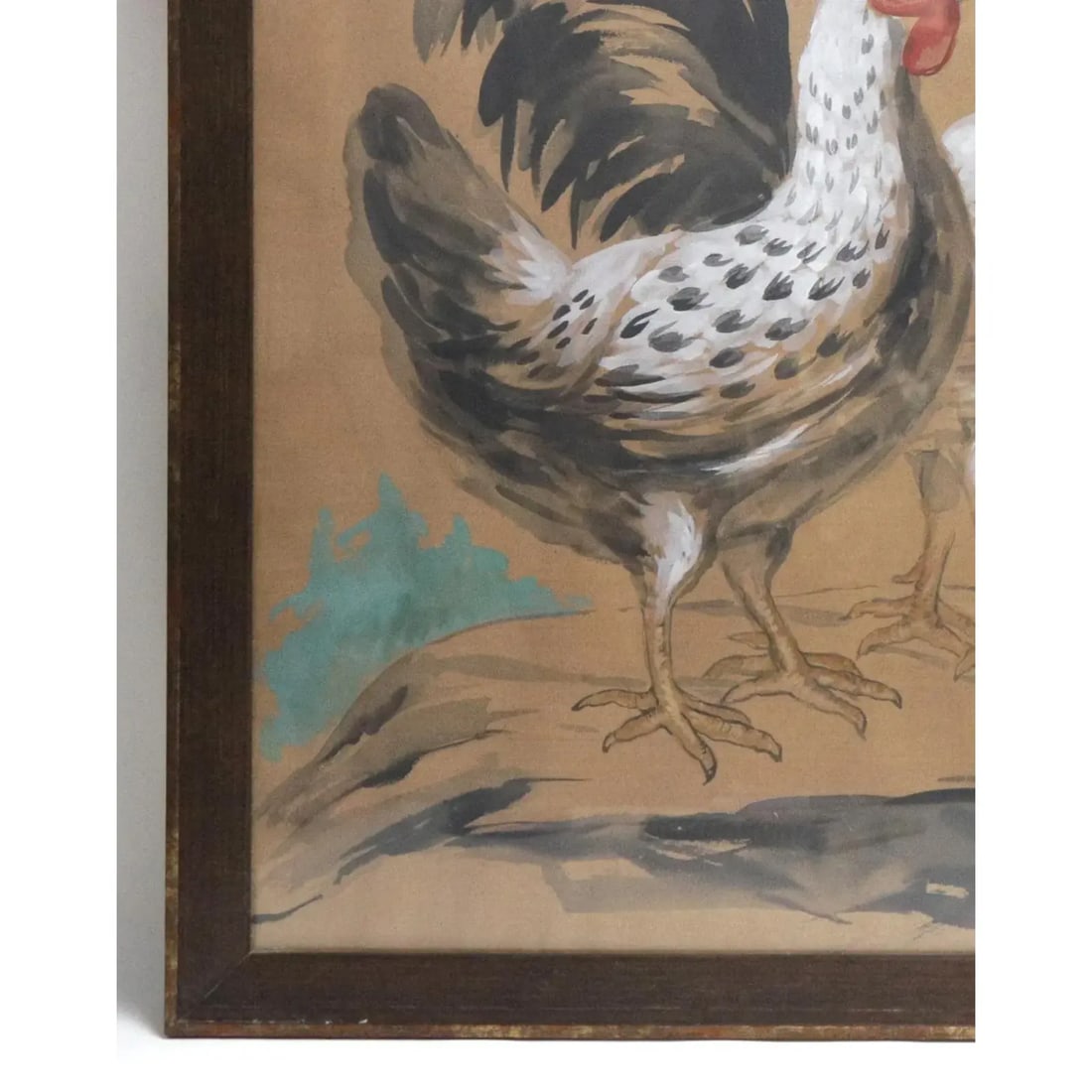 Vintage Watercolor Hand-Painted Gorgeous Portrait of a Chicken Couple, - 4
