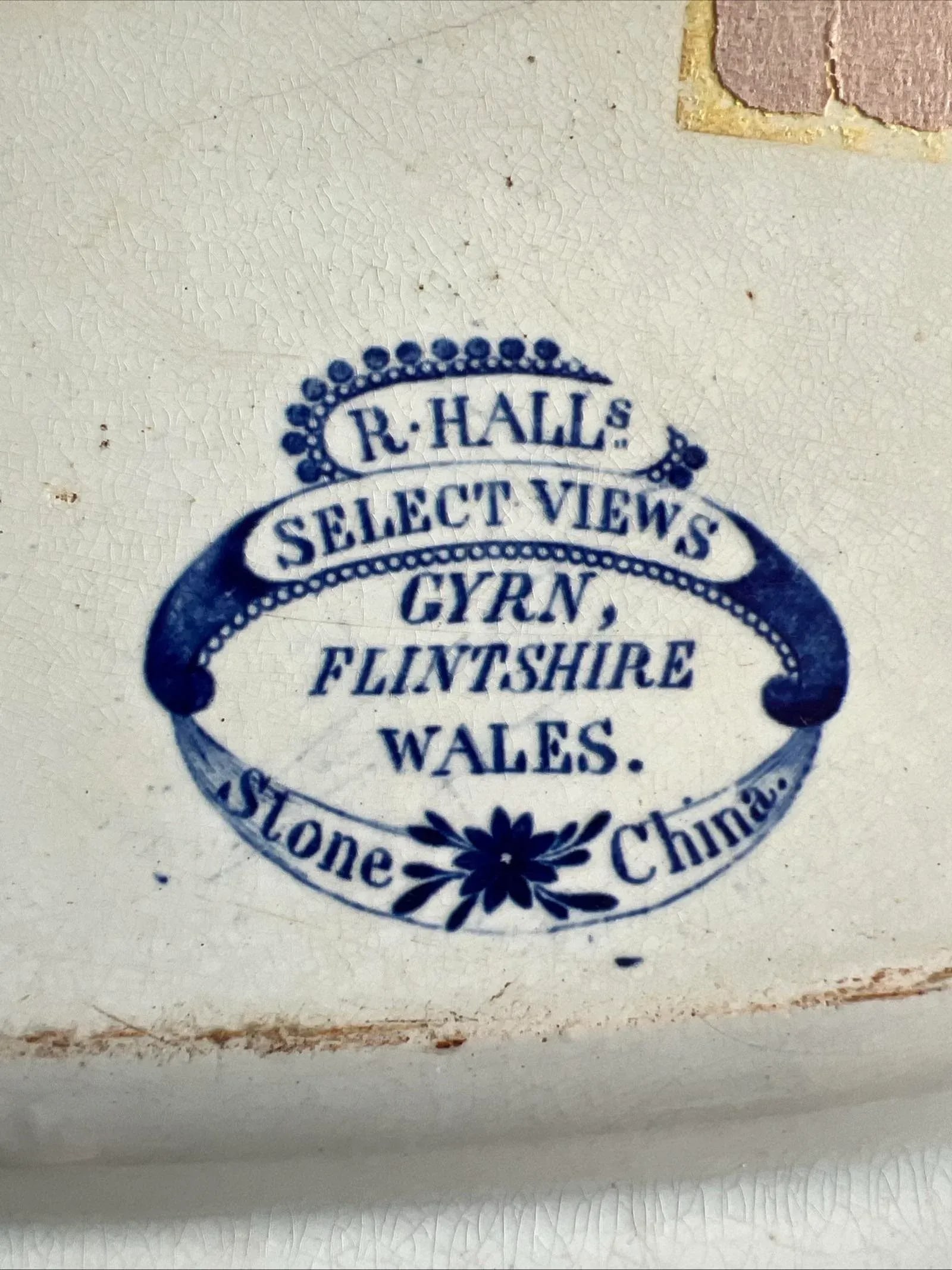 Antique Dark Blue Transfer Decorated Staffordshire Platter "Gyrn, Flintshire" - 9