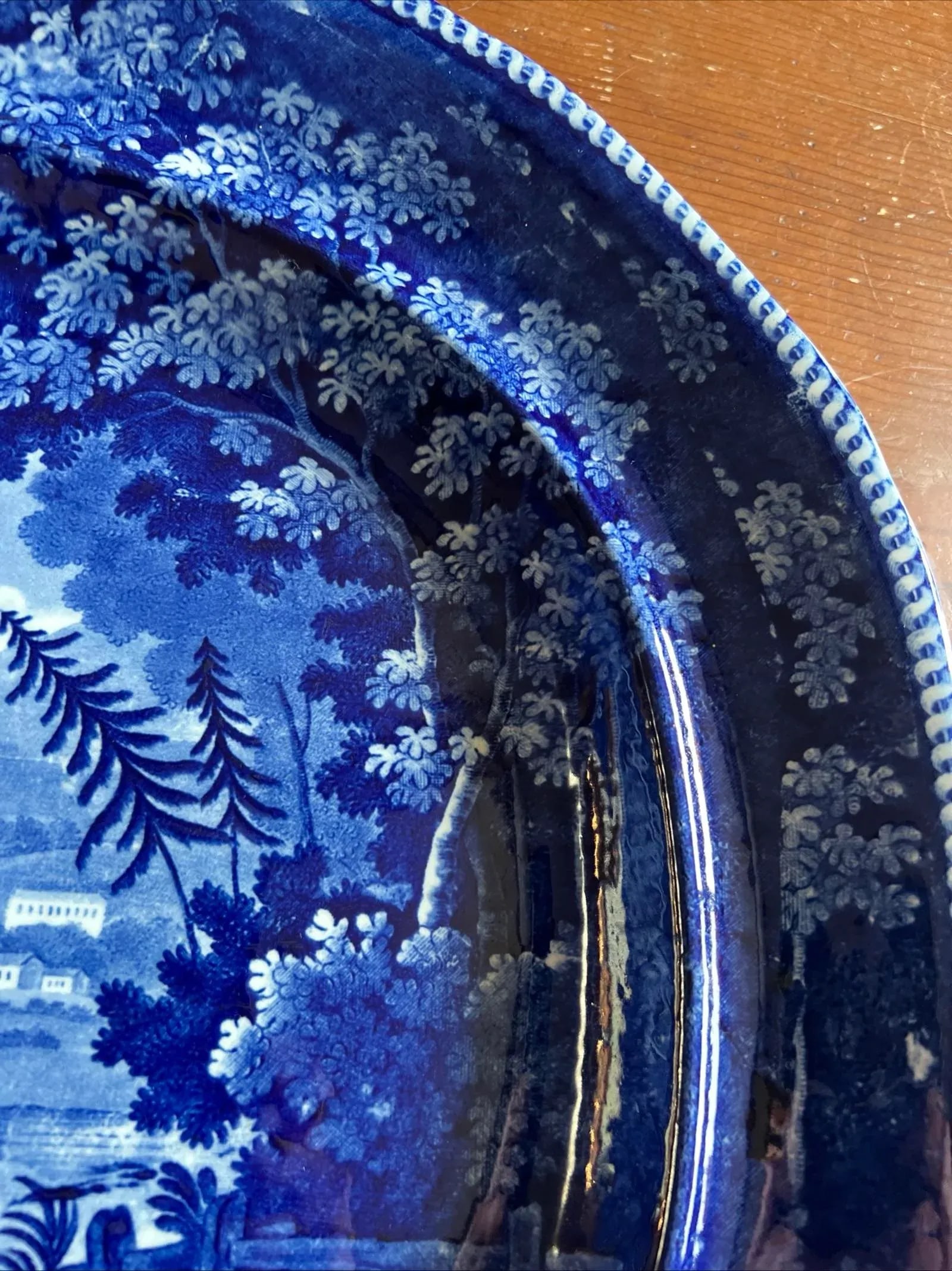 Antique Dark Blue Transfer Decorated Staffordshire Platter Italian Scenery Turin - 11