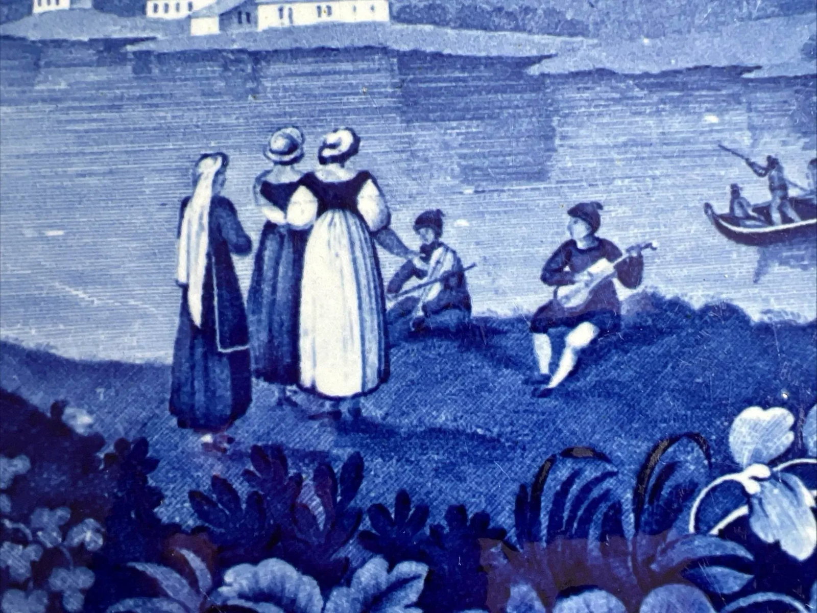 Antique Dark Blue Transfer Decorated Staffordshire Platter Italian Scenery Turin - 5