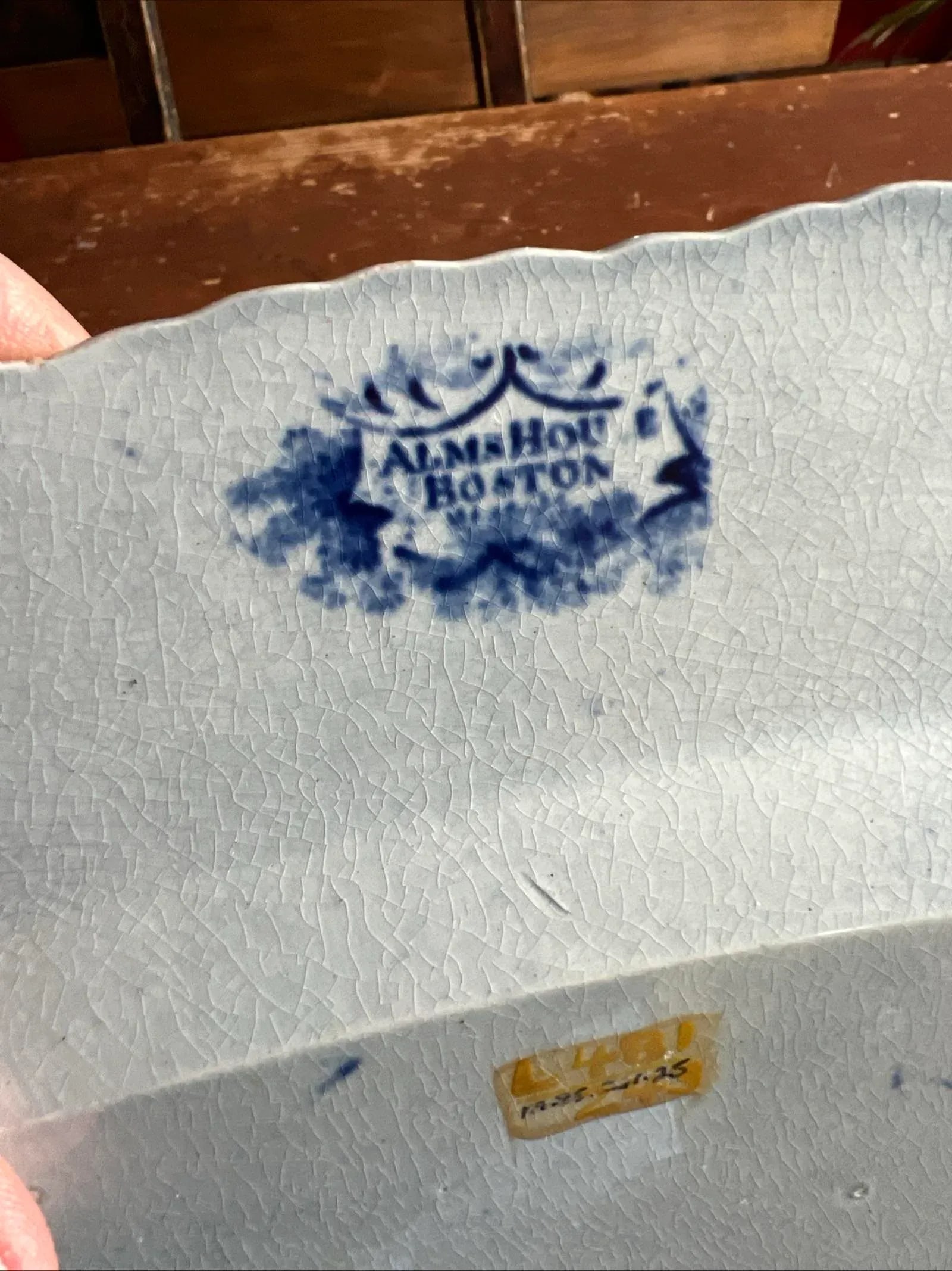 Antique Dark Blue Transfer Decorated Staffordshire Platter "Almshouse Boston" - 5