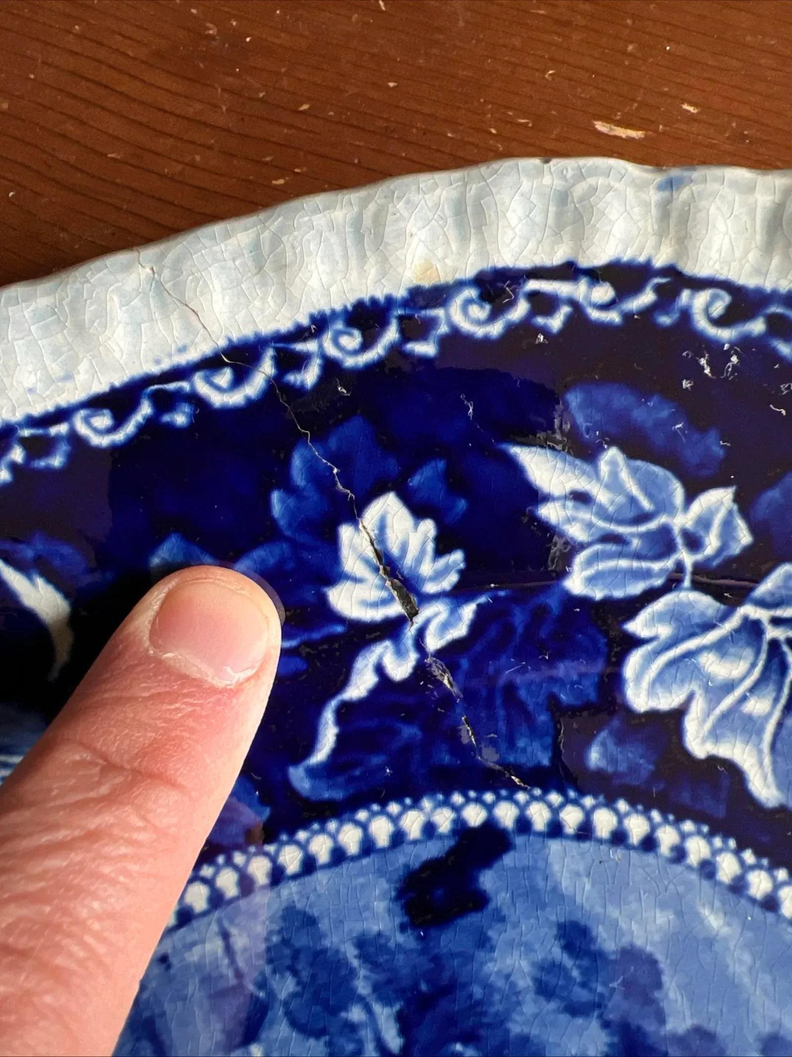 Antique Dark Blue Transfer Decorated Staffordshire Platter "Almshouse Boston" - 9