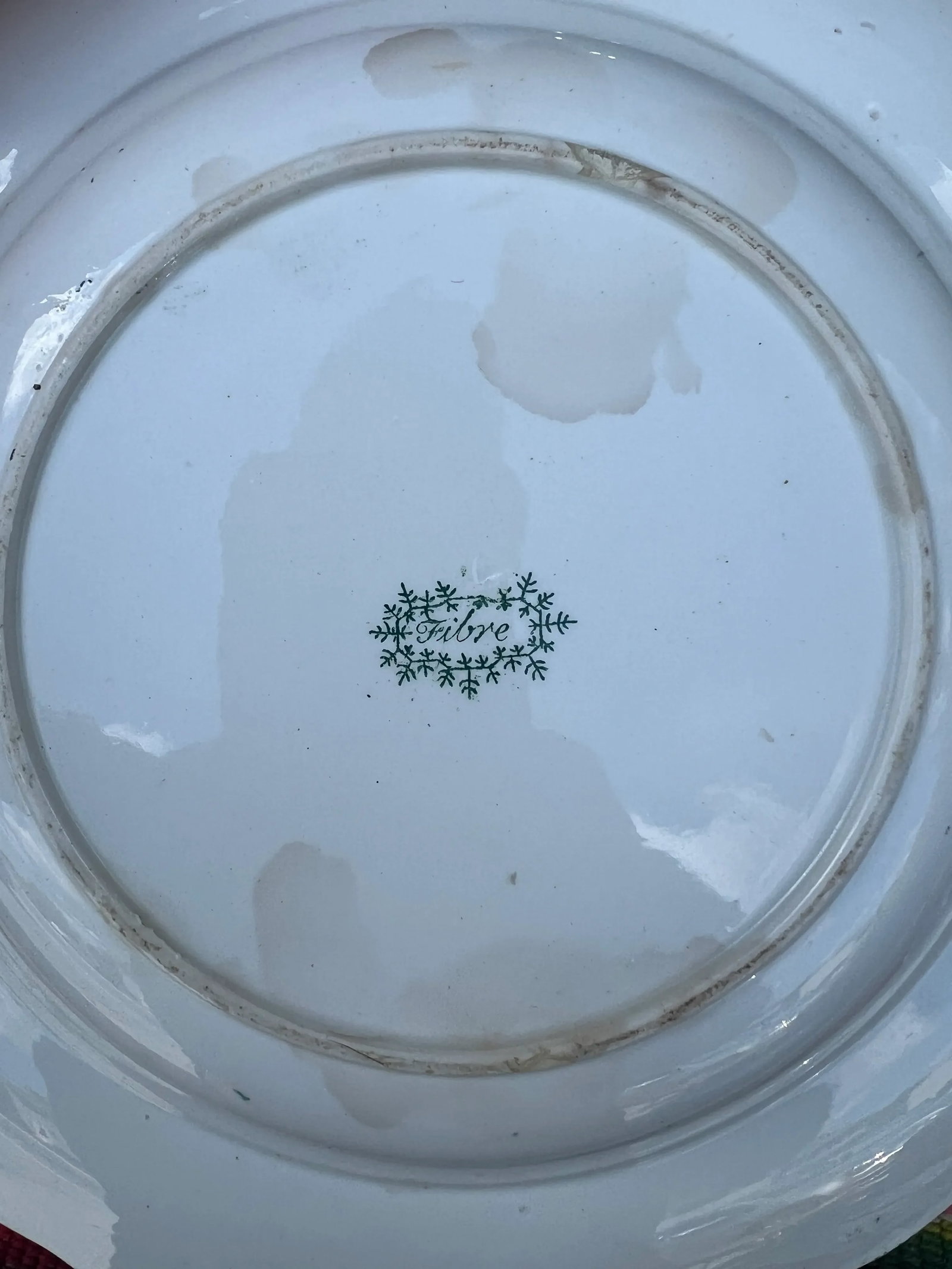 Circa 1830s Green Transferware Staffordshire Soup Plates, "Fibre" Pattern- Set of 7 - 10