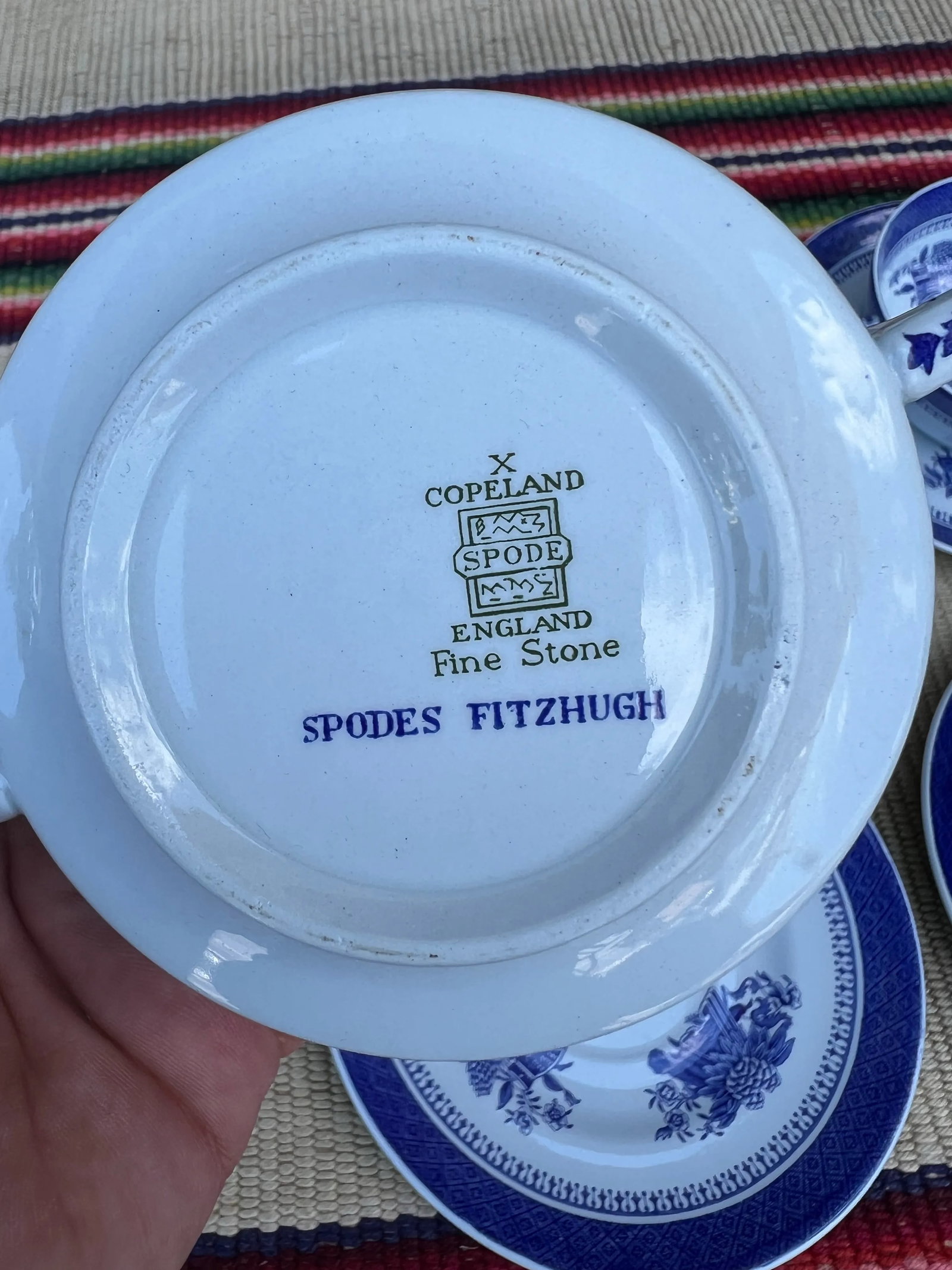 A Set of 6 Copeland Spode Fitzhugh Blue Cream Soup Bowls With Saucers, Circa 1960's - 10