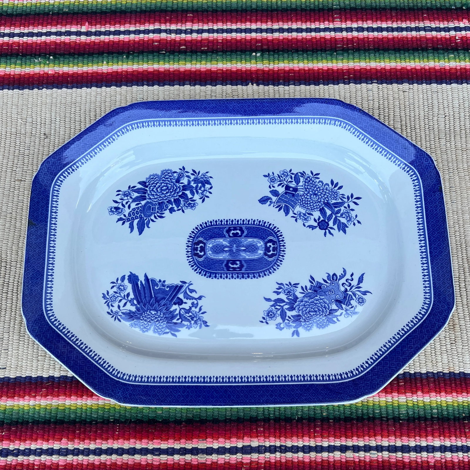 A Copeland Spode Fitzhugh Blue Platter Circa 1960's - 6