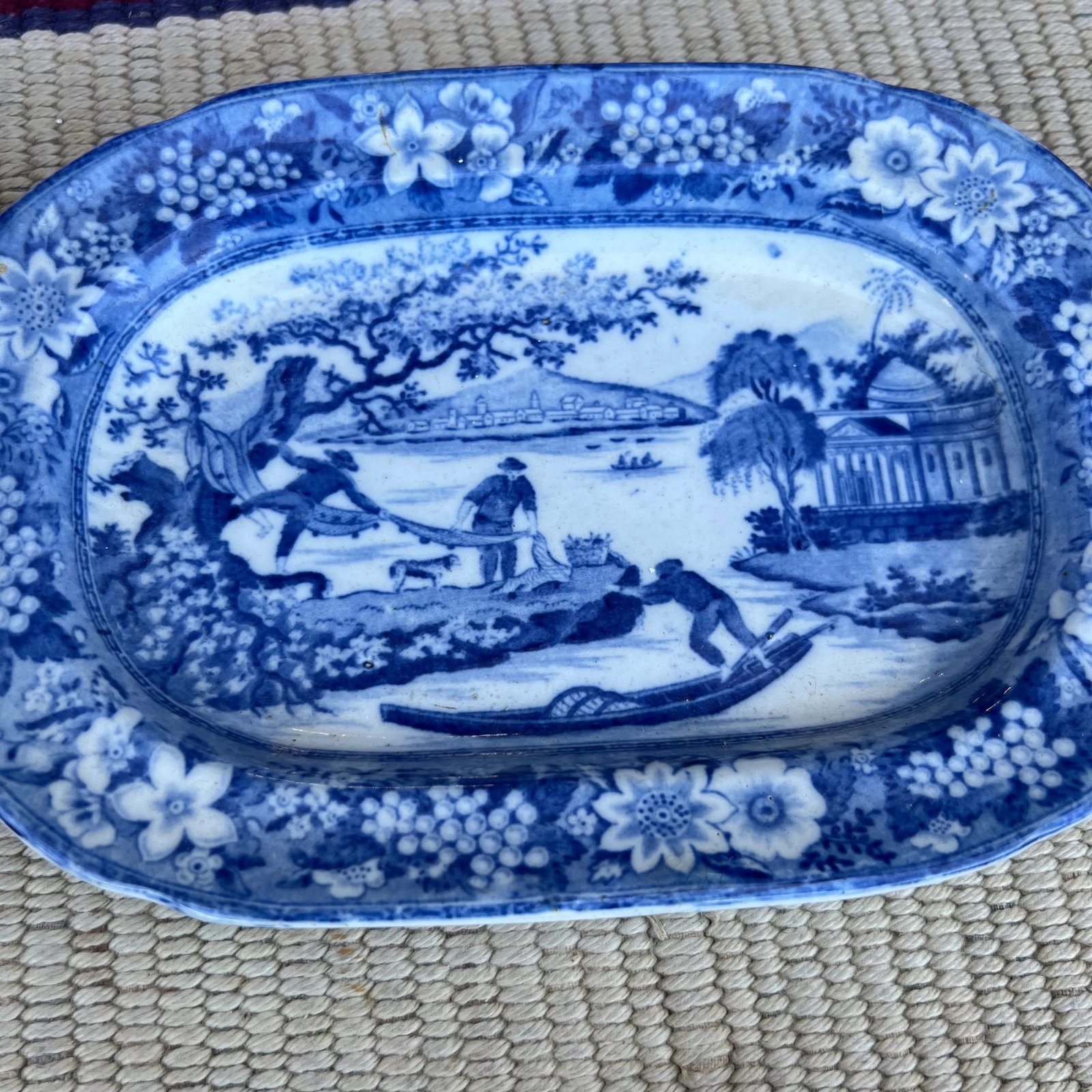 A Antique Pearlware Blue Transfer Decorated Sauce Tureen W/Lid and Tray. Circa 1820's - 11