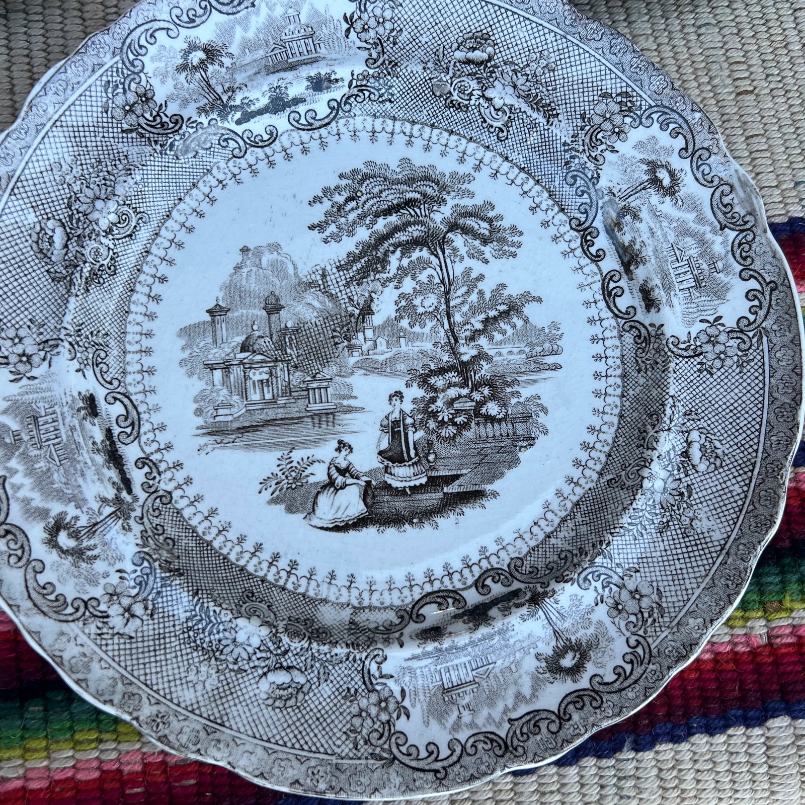 Circa 1850's Antique Brown Transfer Decorated Plates, "Verona", by Cork & Edge- Set of 11 - 4