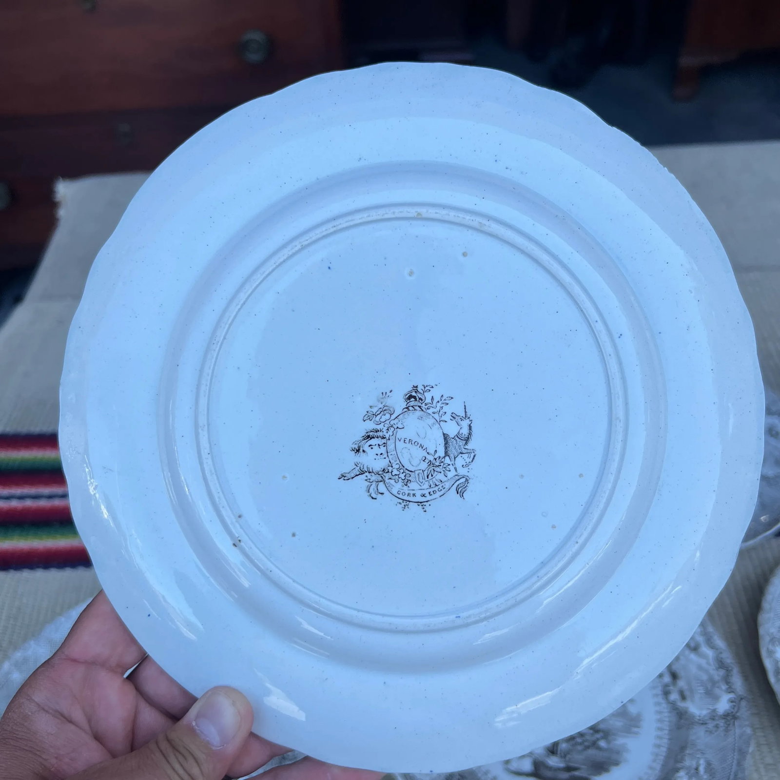Circa 1850's Antique Brown Transfer Decorated Plates, "Verona", by Cork & Edge- Set of 11 - 9