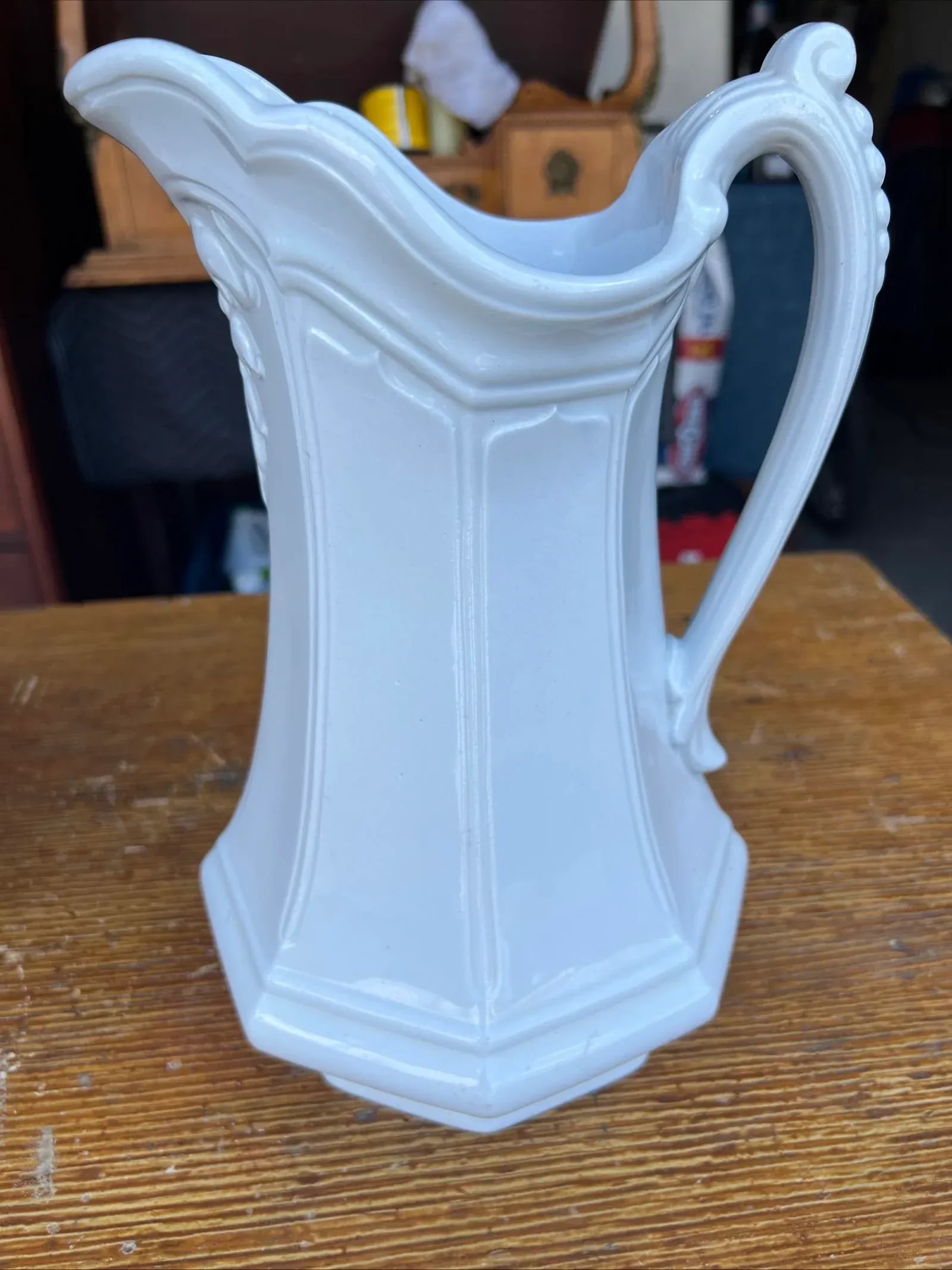 Antique Staffordshire White Ironstone Girard Shape Pitcher & Bowl Set, Circa 1840s - 8