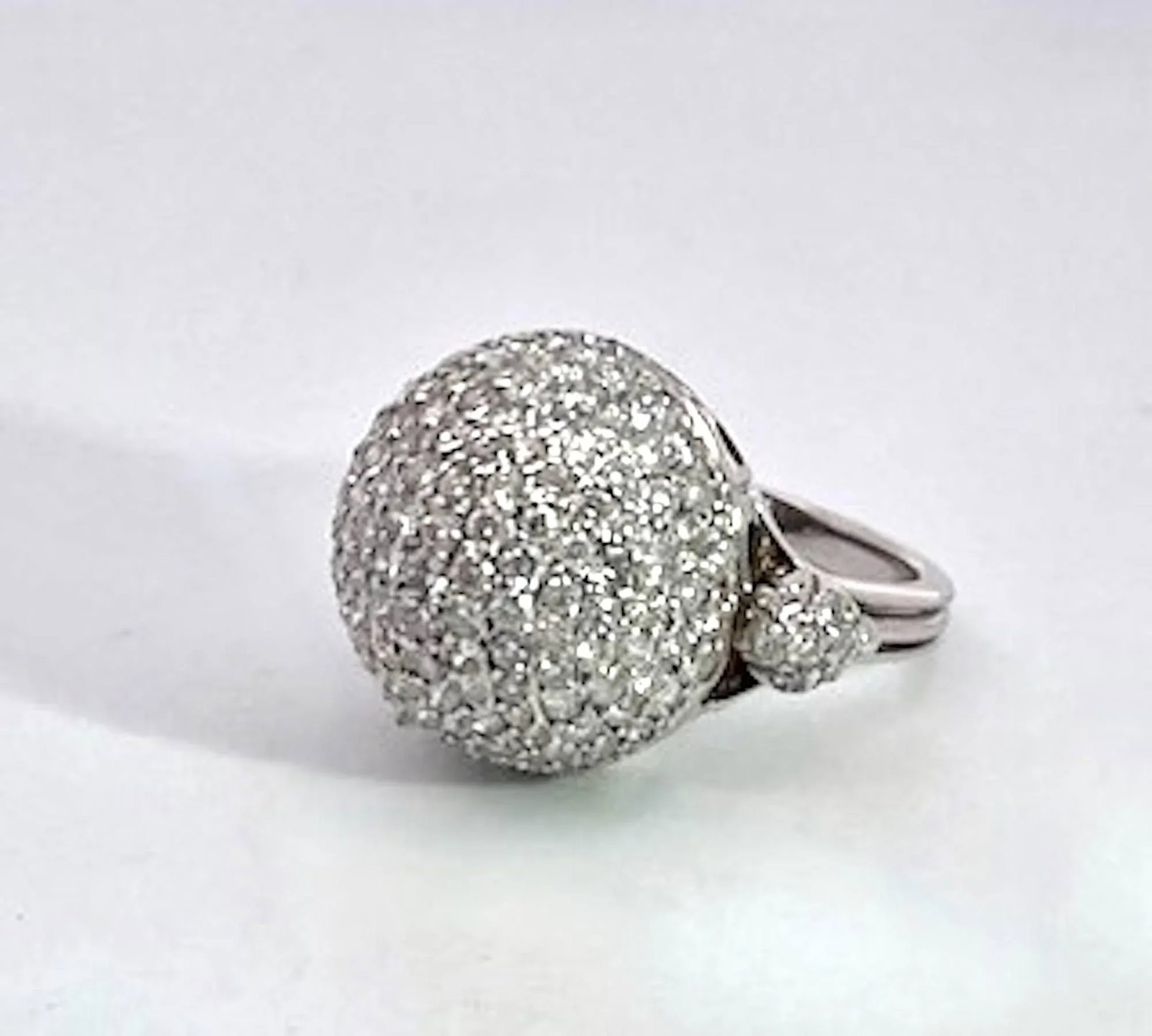 1990s 18k White Gold Diamond Boule Ring 3.95 Carats, Size 6.5 - 11