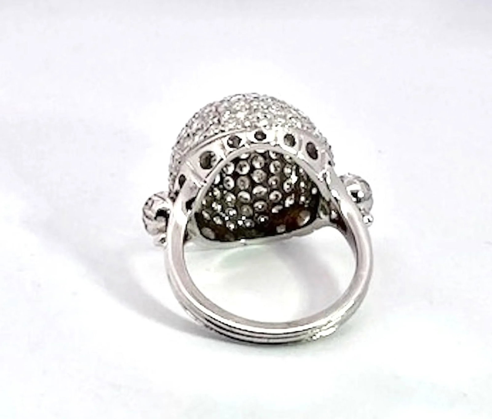 1990s 18k White Gold Diamond Boule Ring 3.95 Carats, Size 6.5 - 14