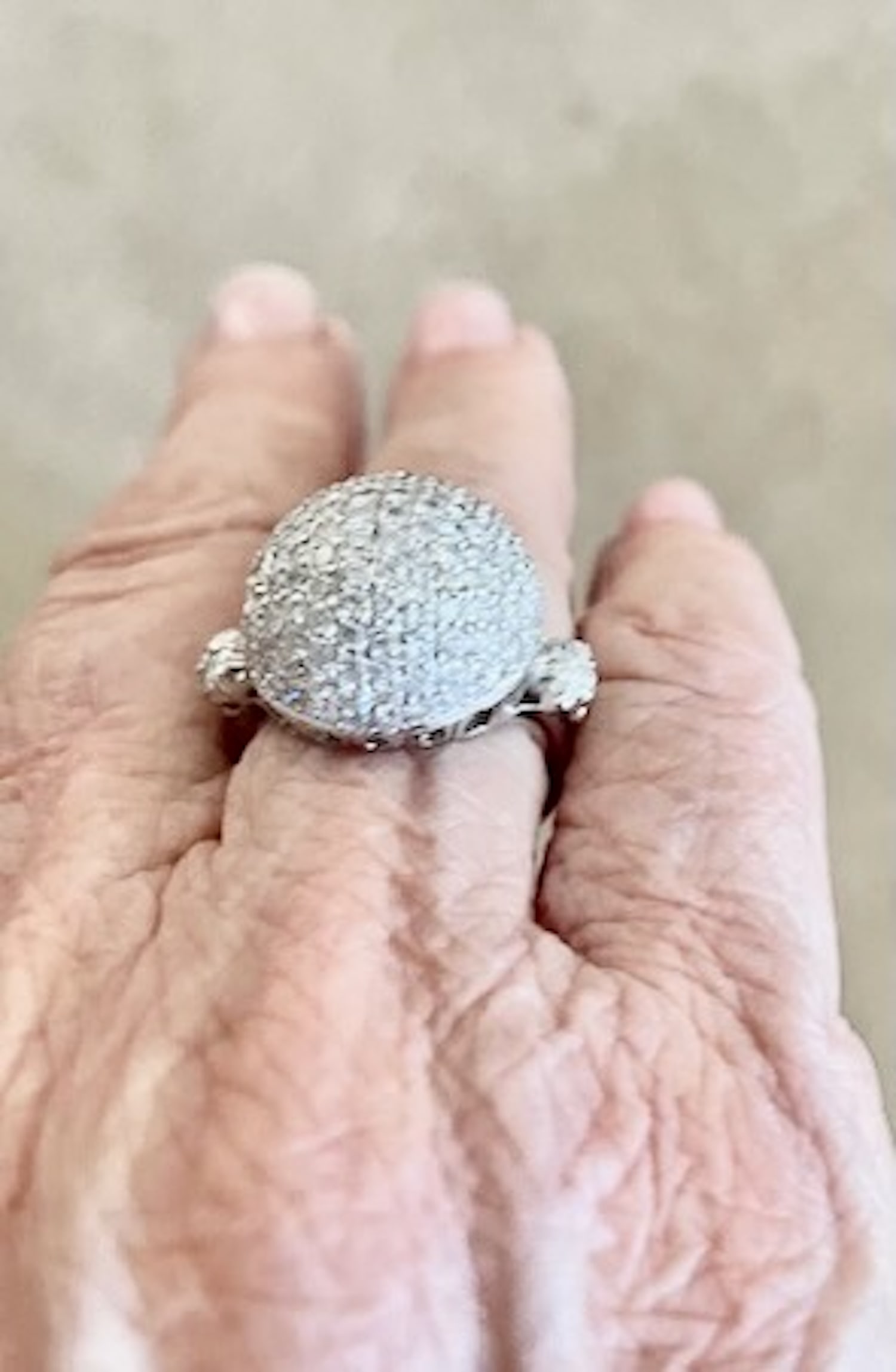 1990s 18k White Gold Diamond Boule Ring 3.95 Carats, Size 6.5 - 17