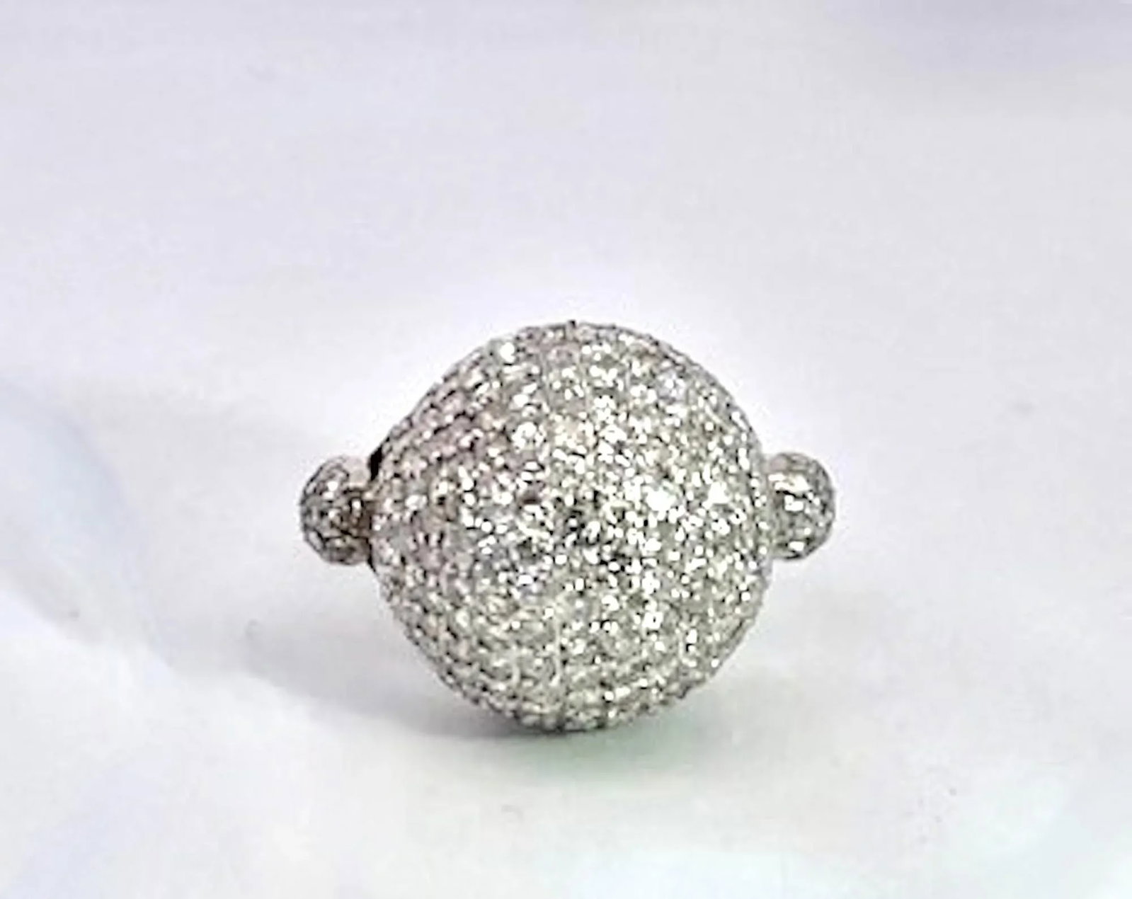 1990s 18k White Gold Diamond Boule Ring 3.95 Carats, Size 6.5 - 3