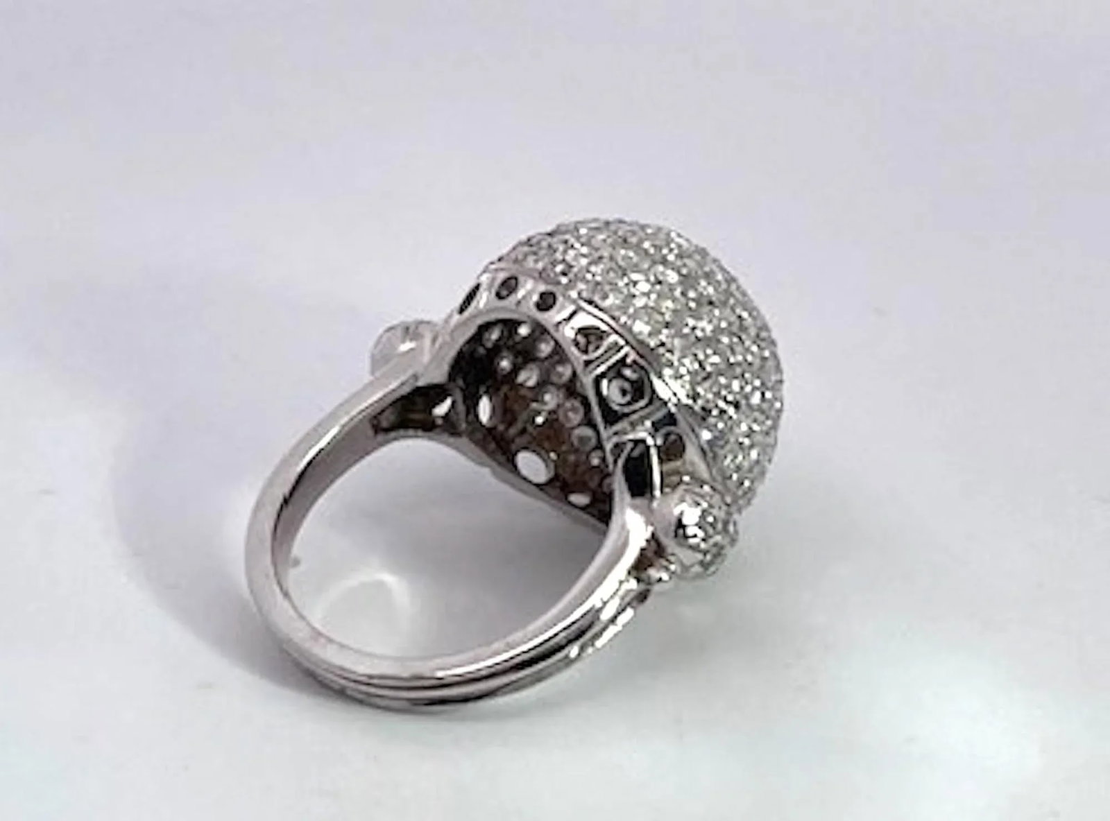1990s 18k White Gold Diamond Boule Ring 3.95 Carats, Size 6.5 - 5