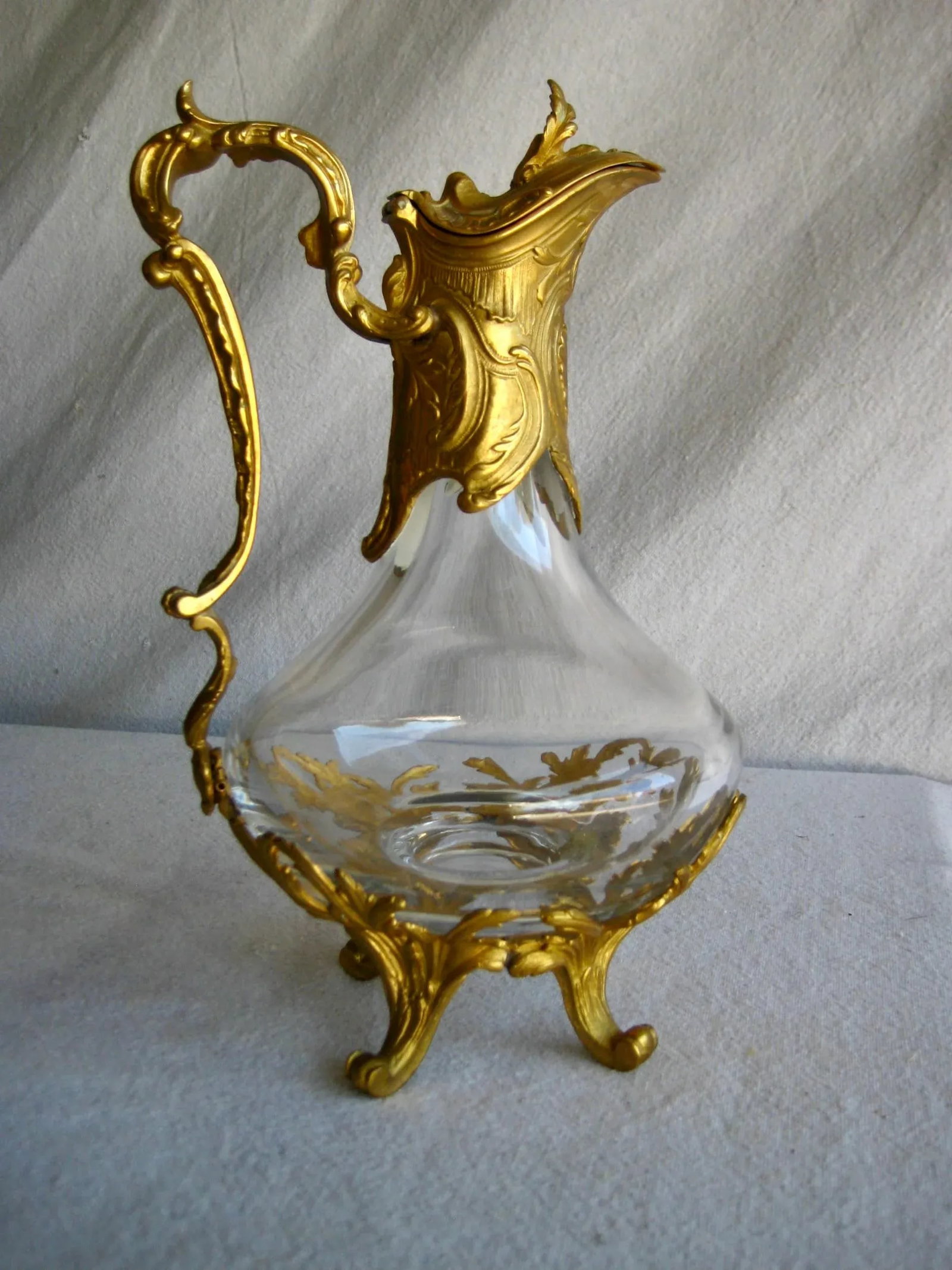 1920s French Napoleon III Bronze and Crystal Decanter -Carafe - 11