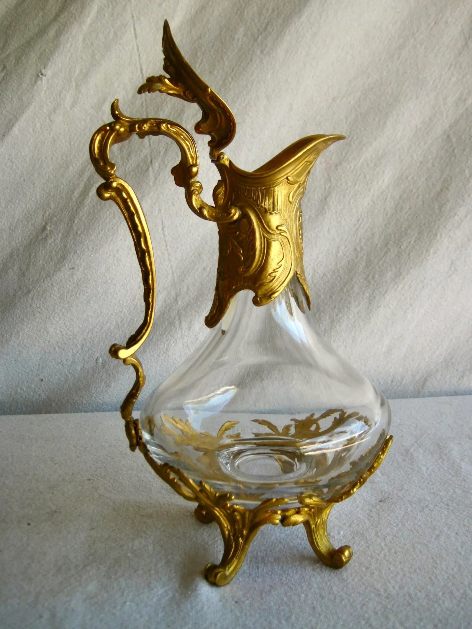 1920s French Napoleon III Bronze and Crystal Decanter -Carafe - 2