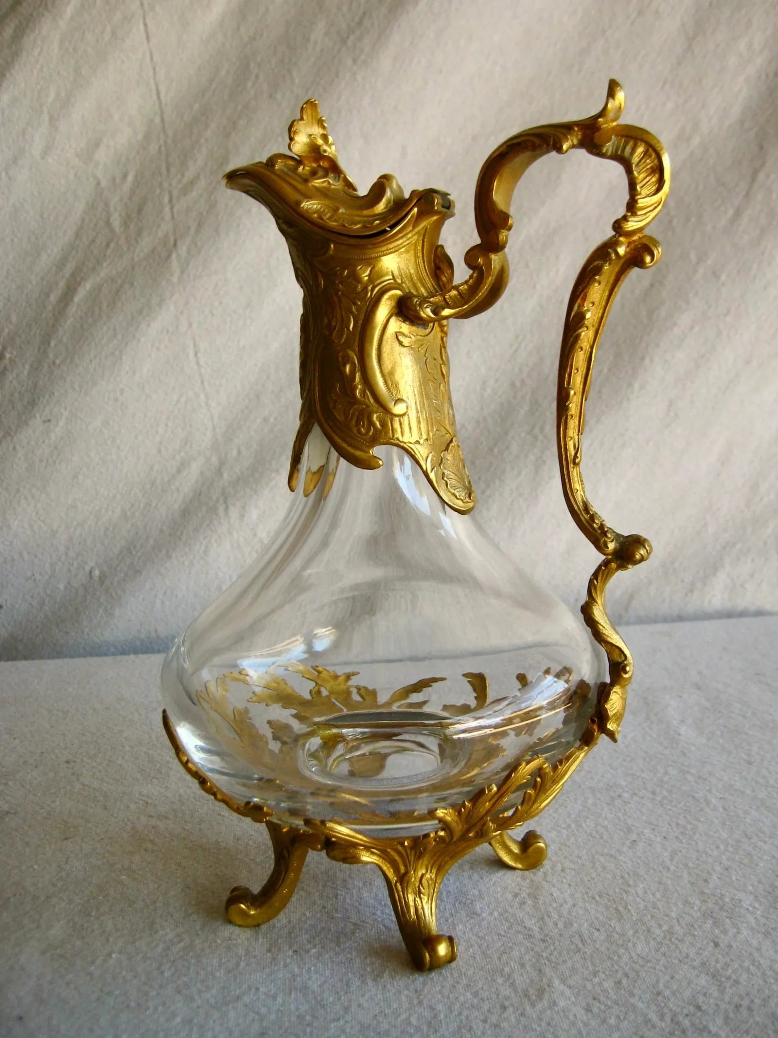 1920s French Napoleon III Bronze and Crystal Decanter -Carafe - 3