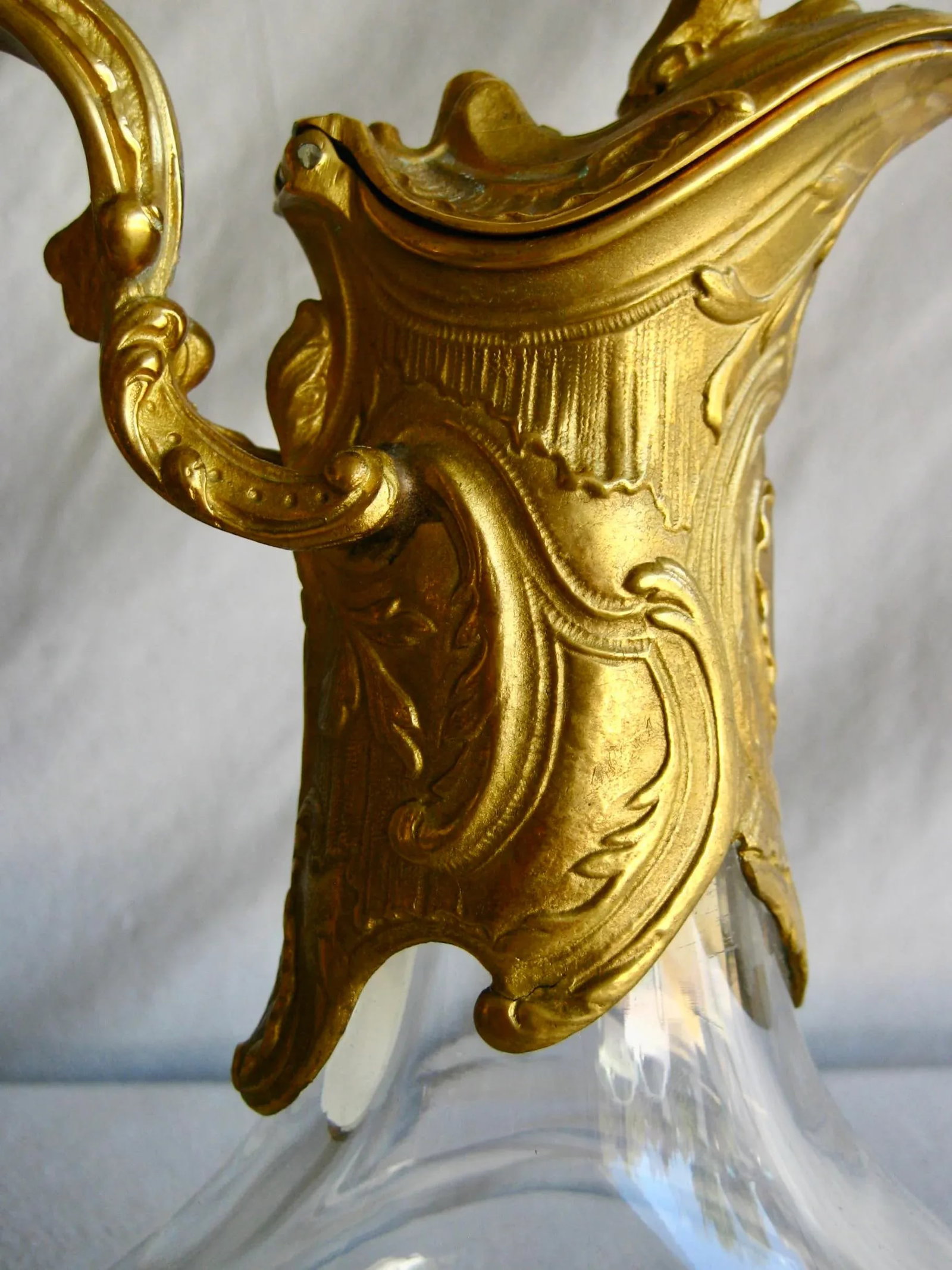1920s French Napoleon III Bronze and Crystal Decanter -Carafe - 5