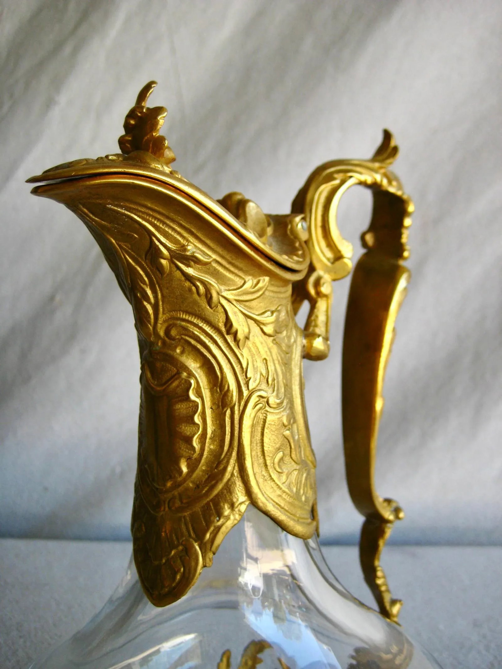 1920s French Napoleon III Bronze and Crystal Decanter -Carafe - 6