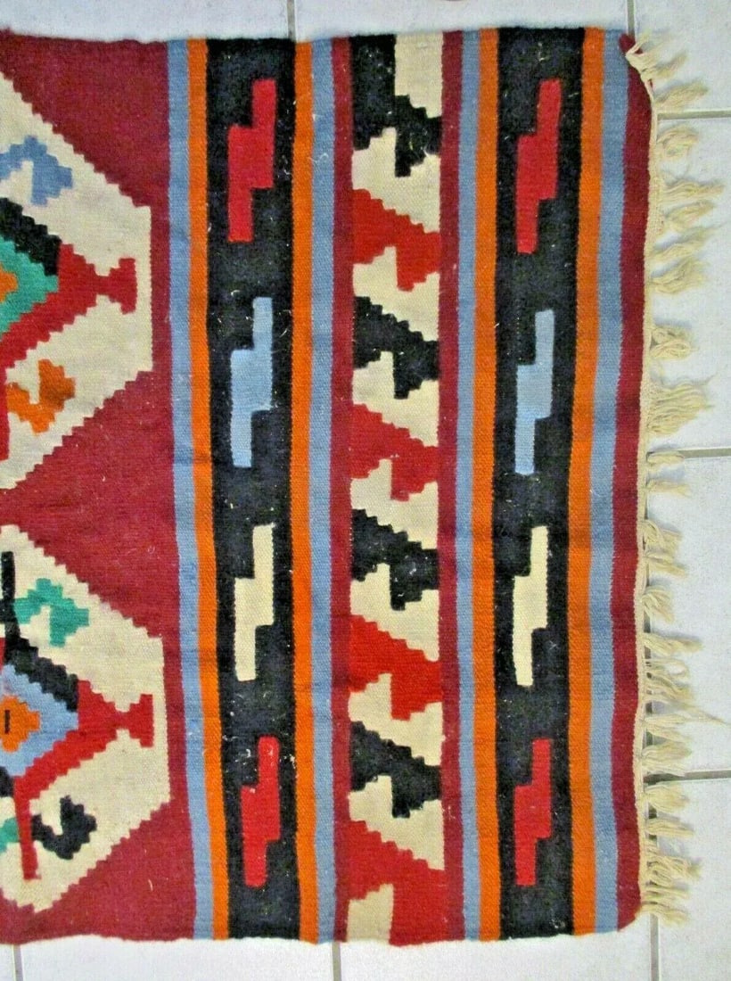 Vintage Turkish Kilim Hand Woven Throw - 2