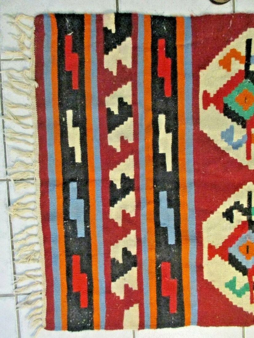 Vintage Turkish Kilim Hand Woven Throw - 4