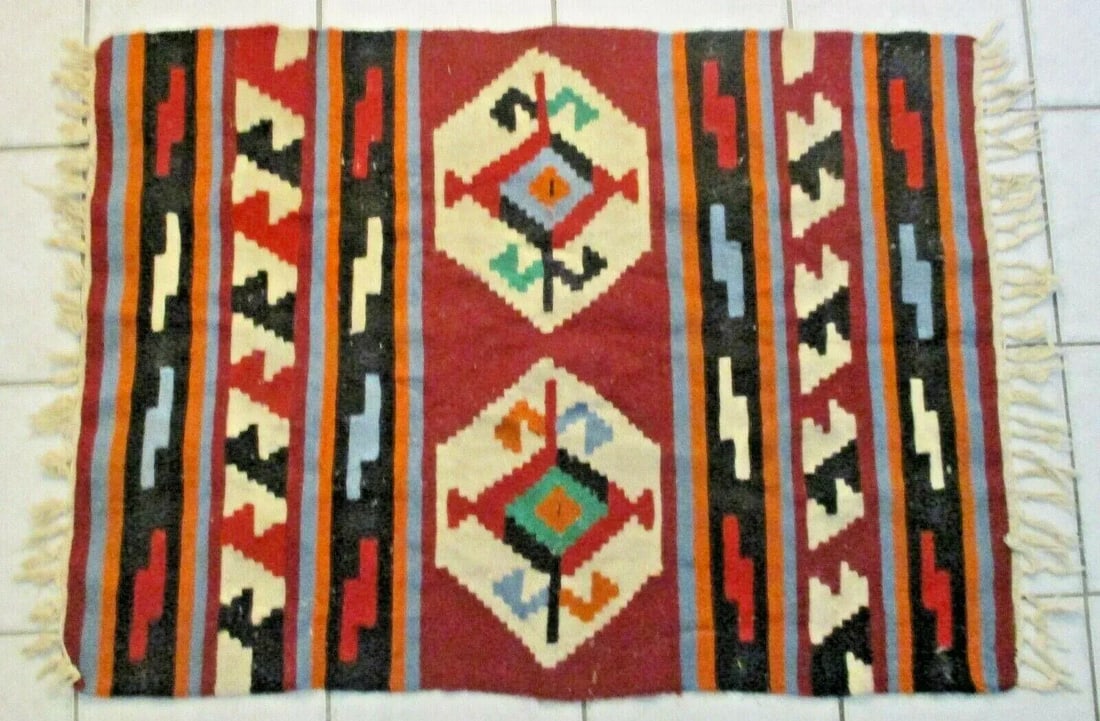 Vintage Turkish Kilim Hand Woven Throw - 8